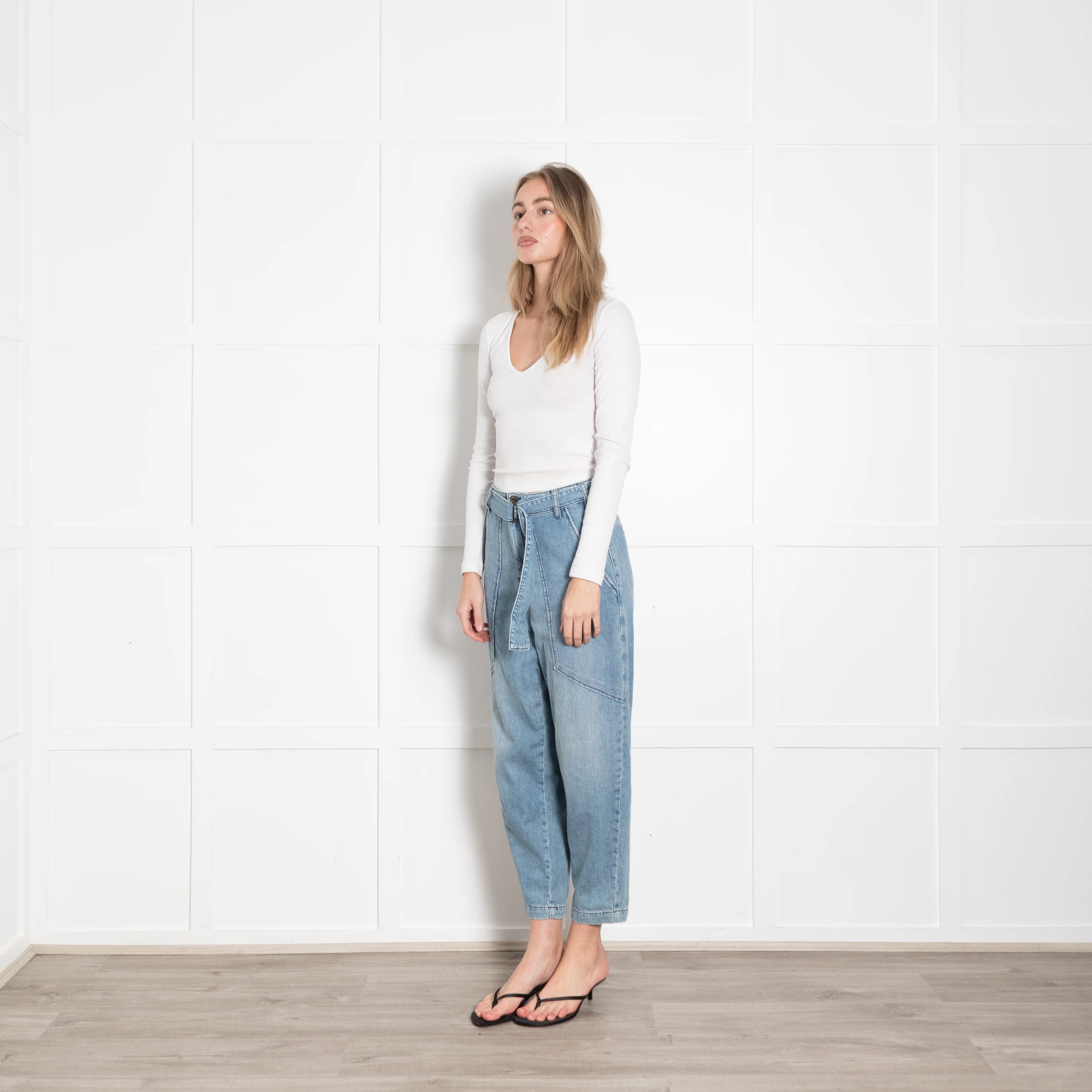 Ba&Sh Light Blue Denim Barrel Leg Jeans - Image 3