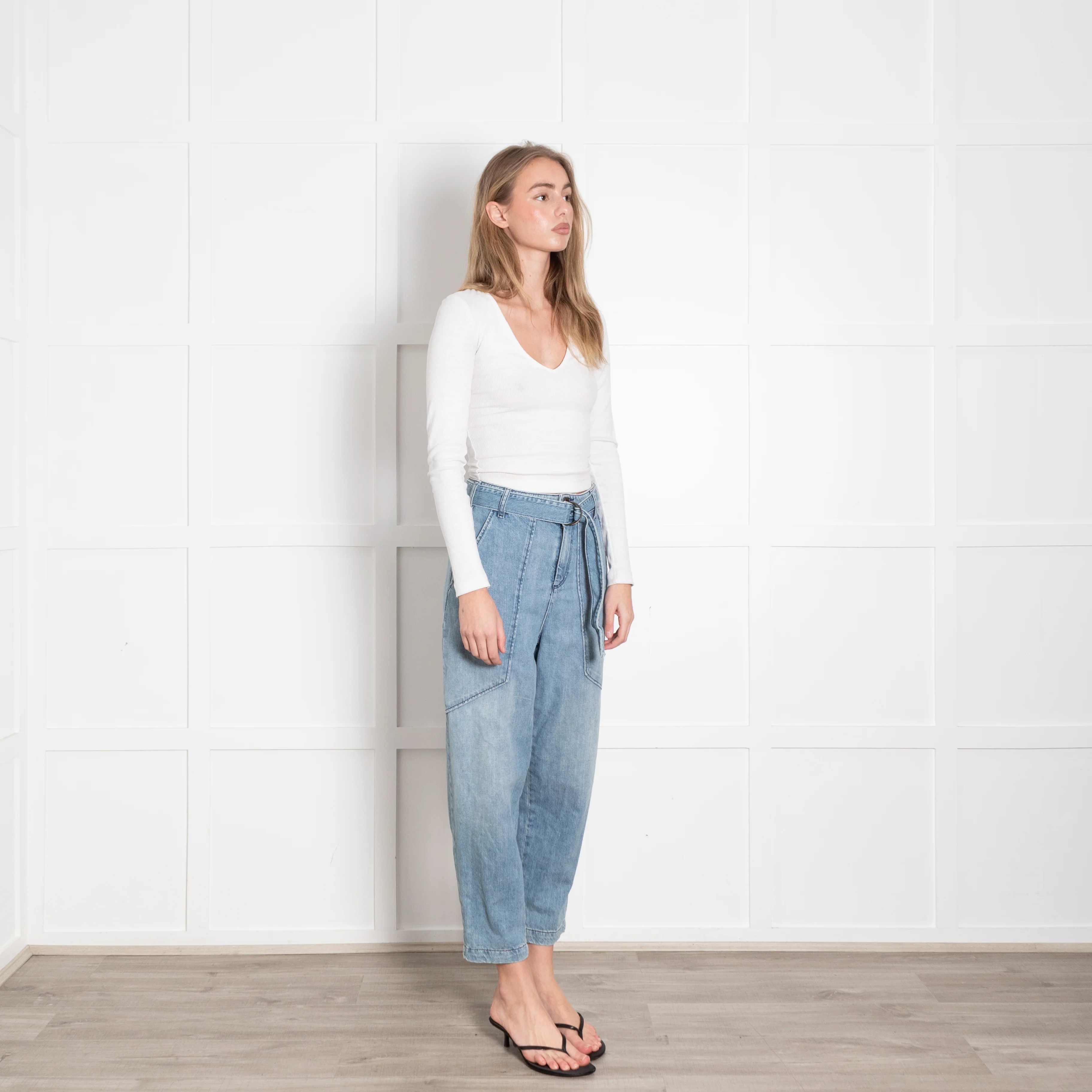 Ba&Sh Light Blue Denim Barrel Leg Jeans - Image 7