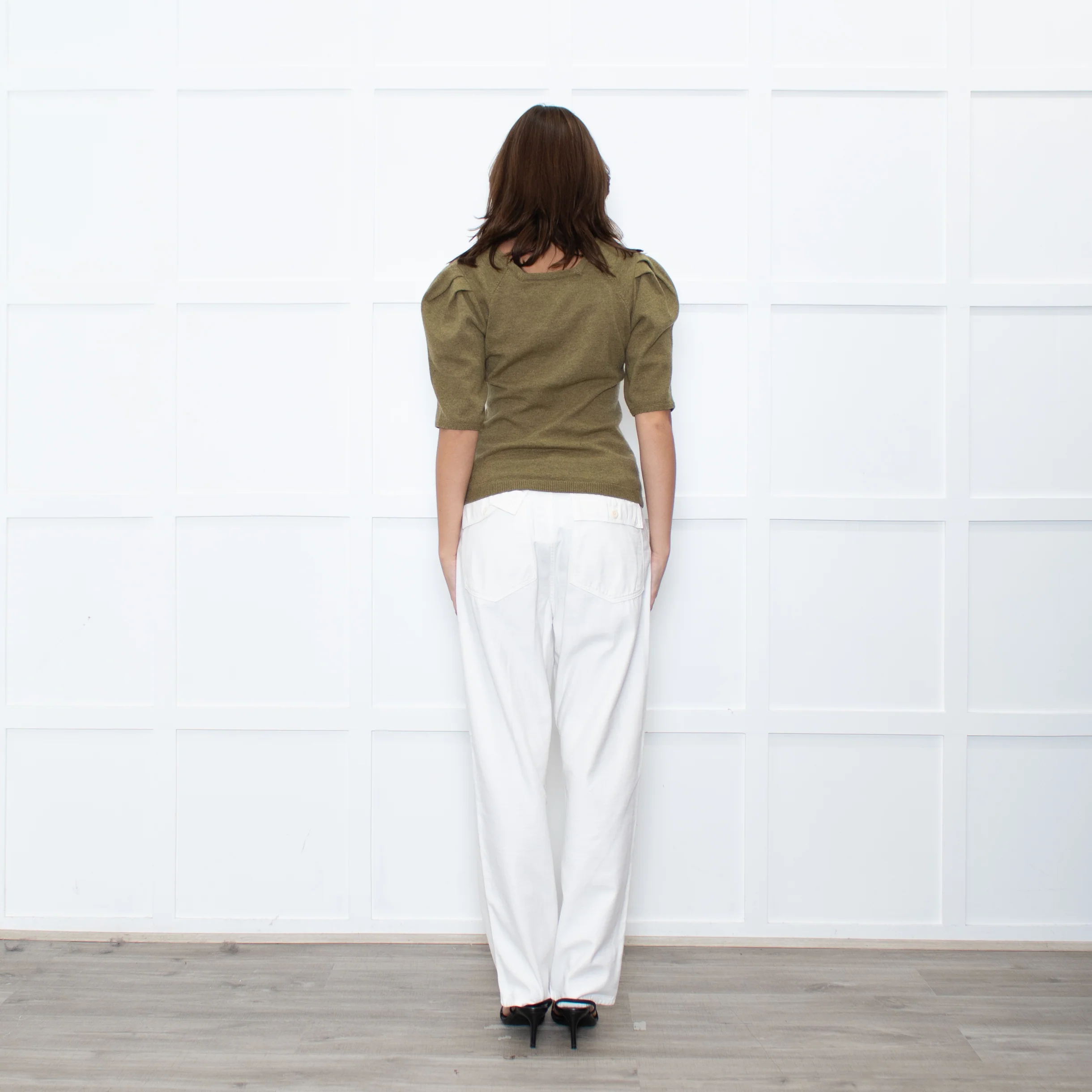 Ba&sh Olive Green Wool Short Sleeve Jumper - Image 5