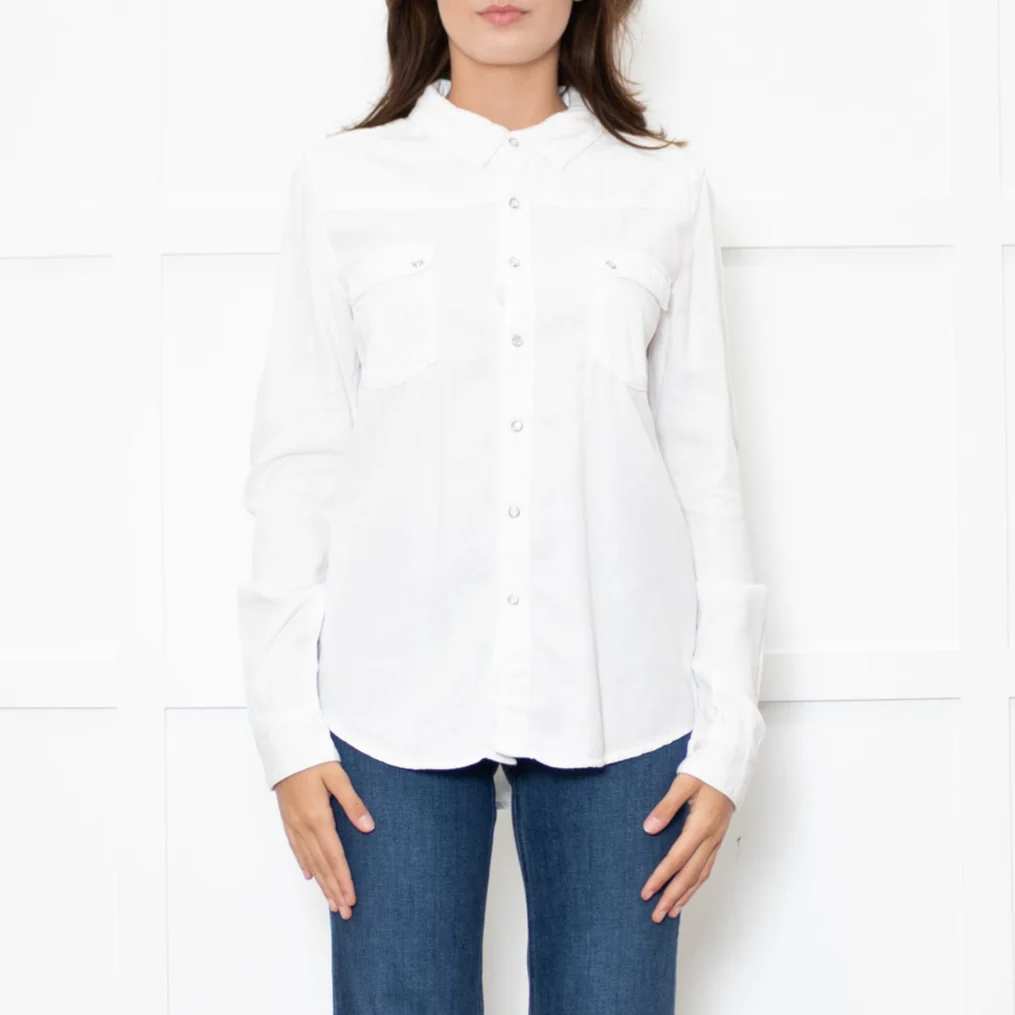 ba&sh White Textured Western Style Shirt - Image 2