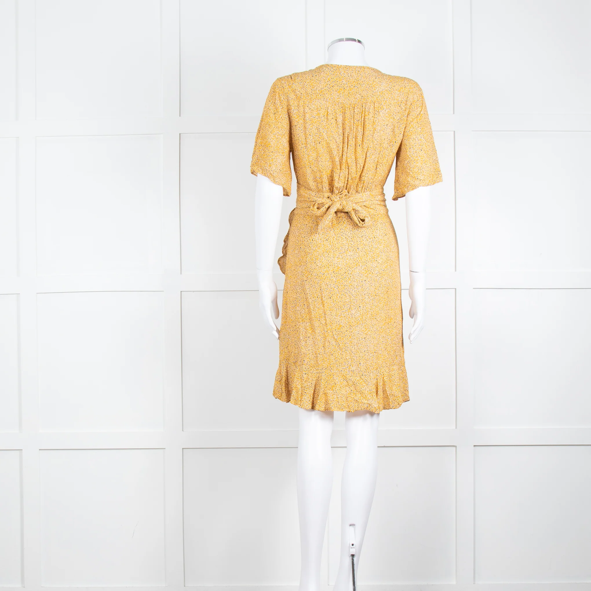 Ba&sh Yellow Black Cream Print Wrap Dress - Image 5