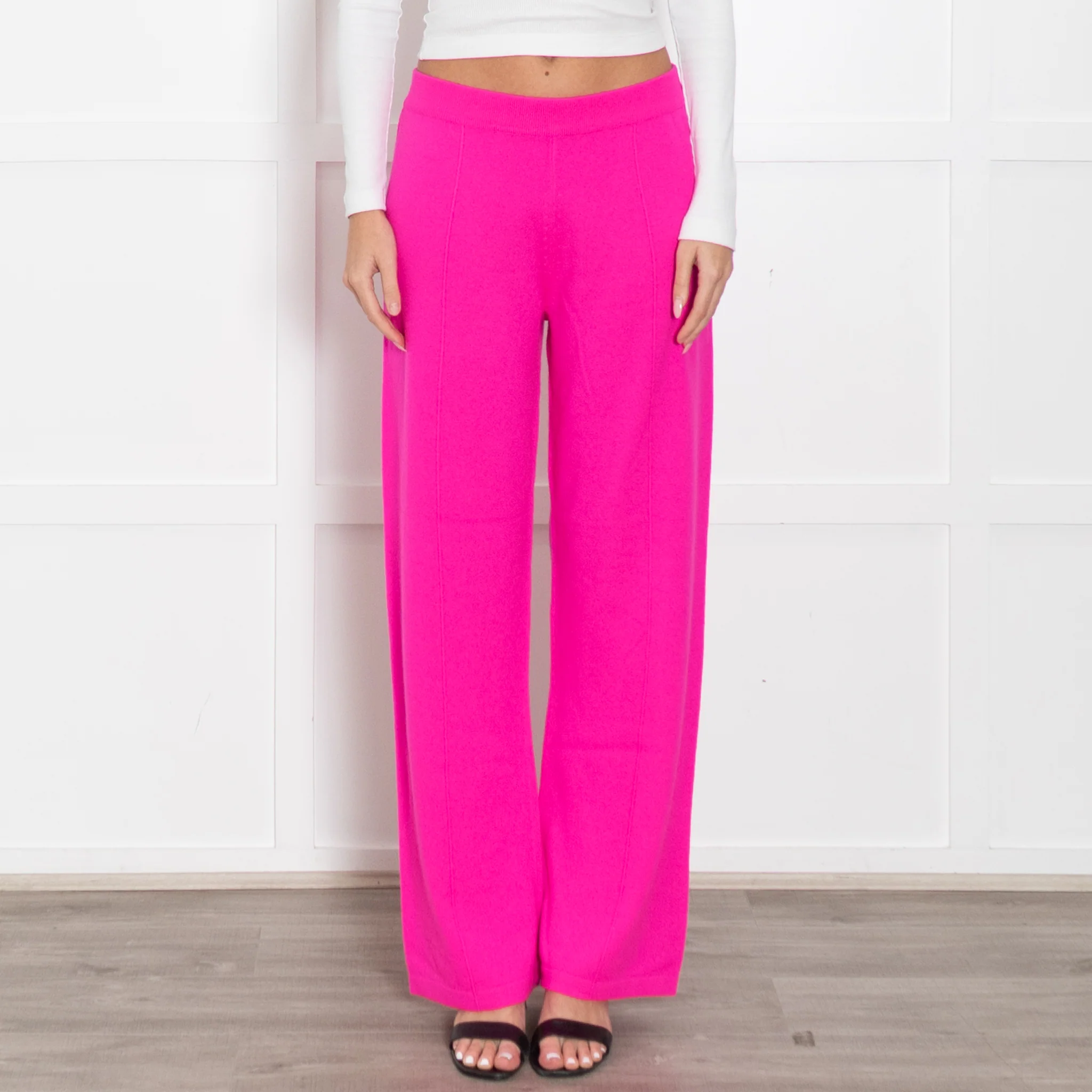 Basics by Chinti & Parker Pink Wool/Cashmere Wide Leg Track Pants - Image 2