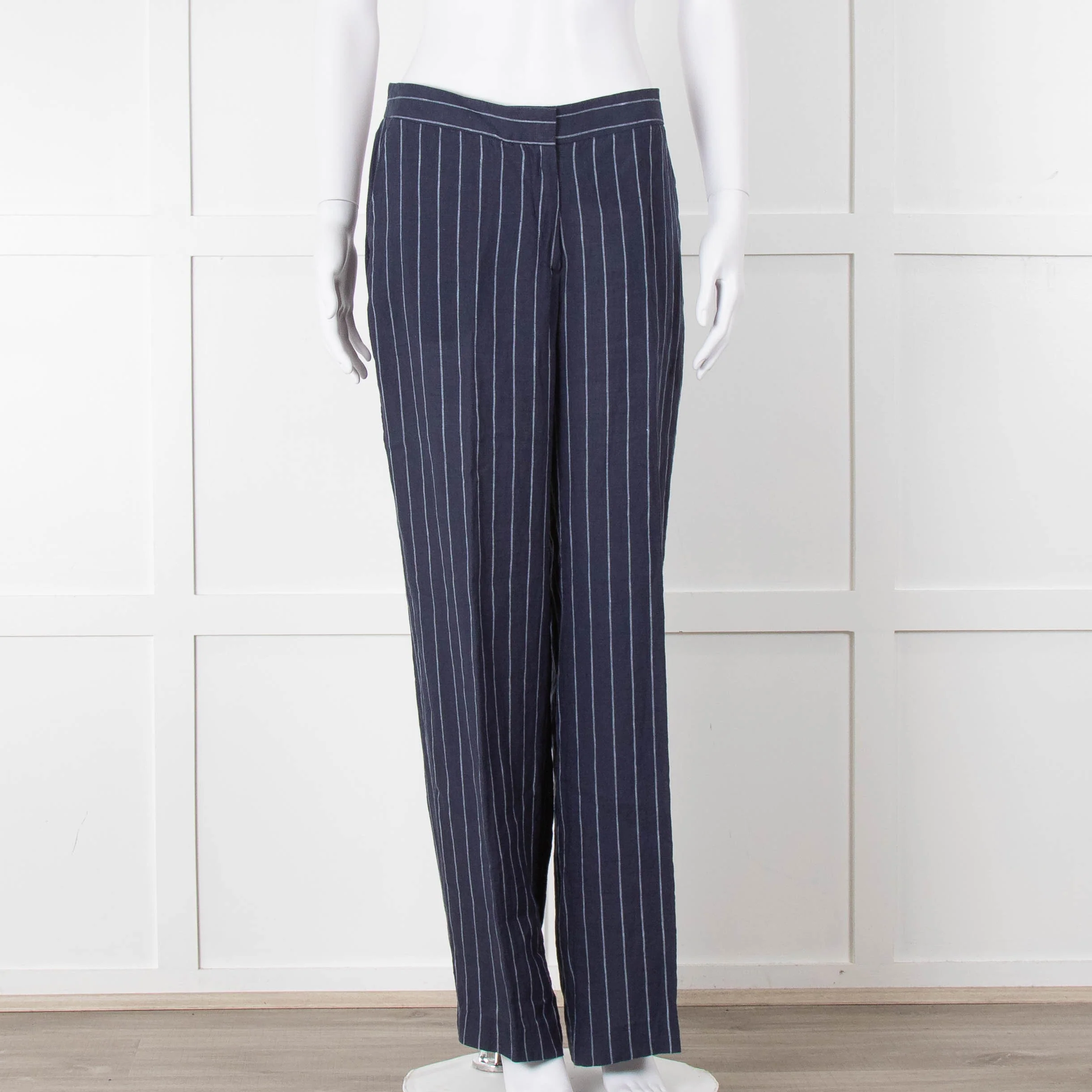 Baukjen Navy Pinstripe Linen Trousers