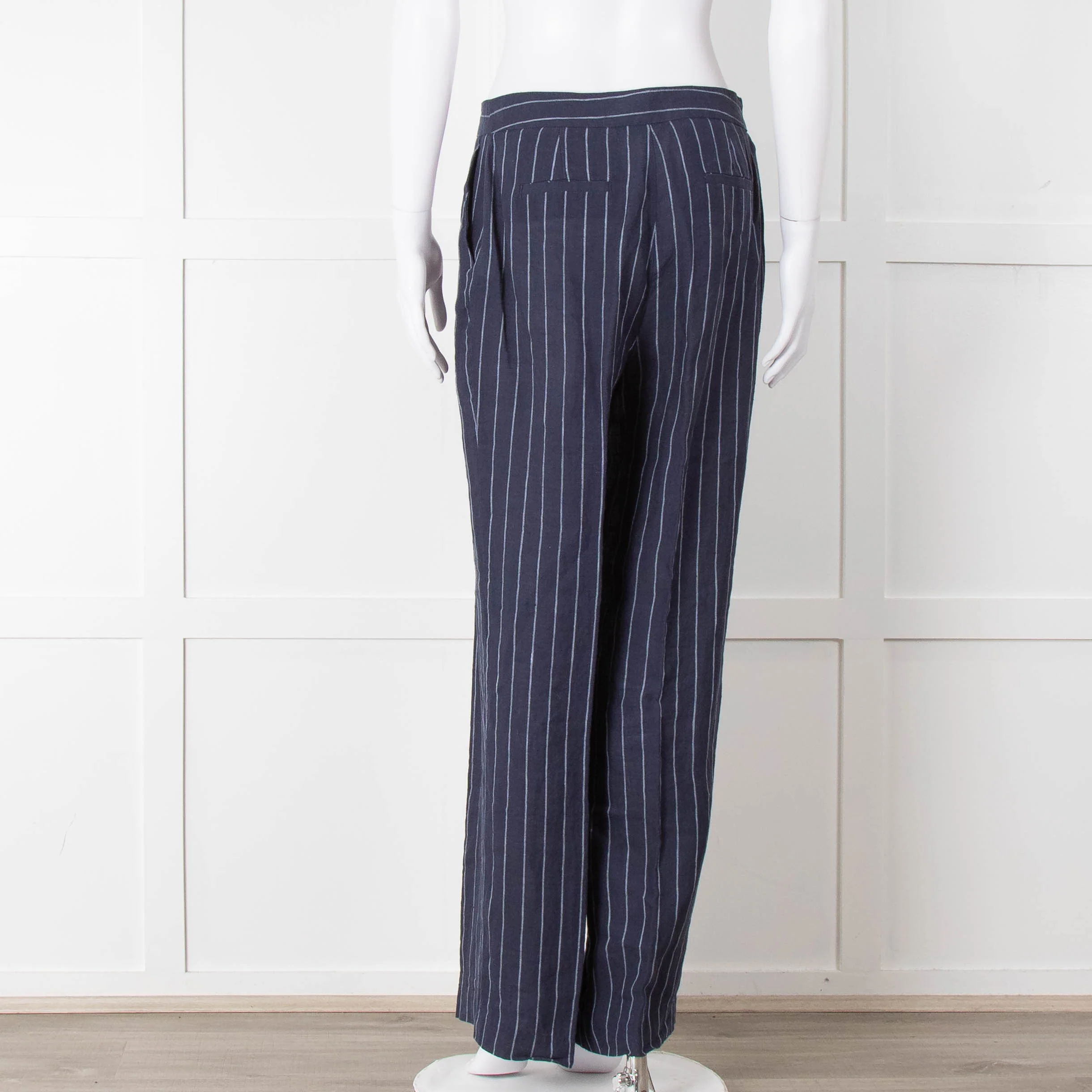 Baukjen Navy Pinstripe Linen Trousers - Image 5