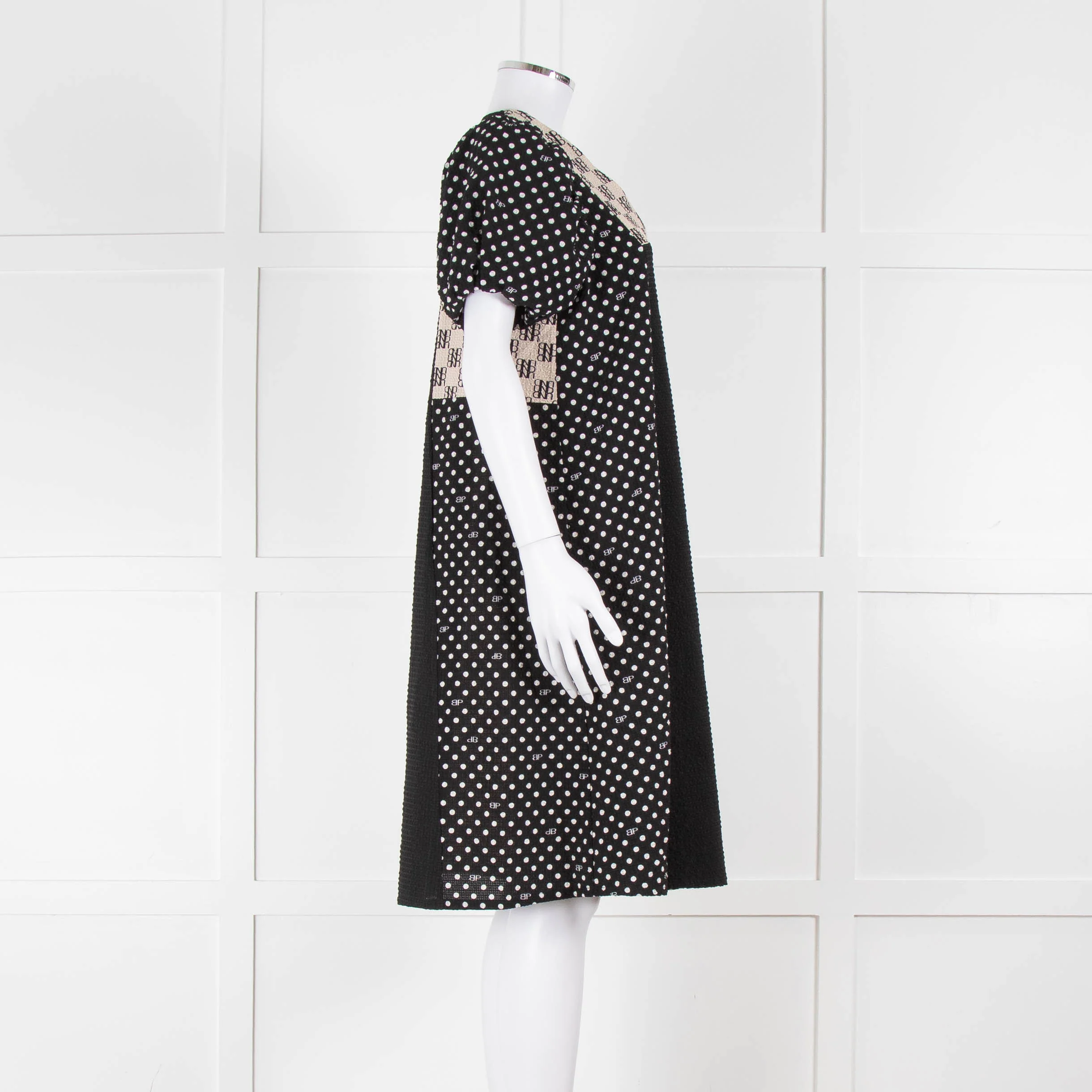 Baum Und Pferdgarten Black White Polka Dot Puff Sleeve Dress - Image 3