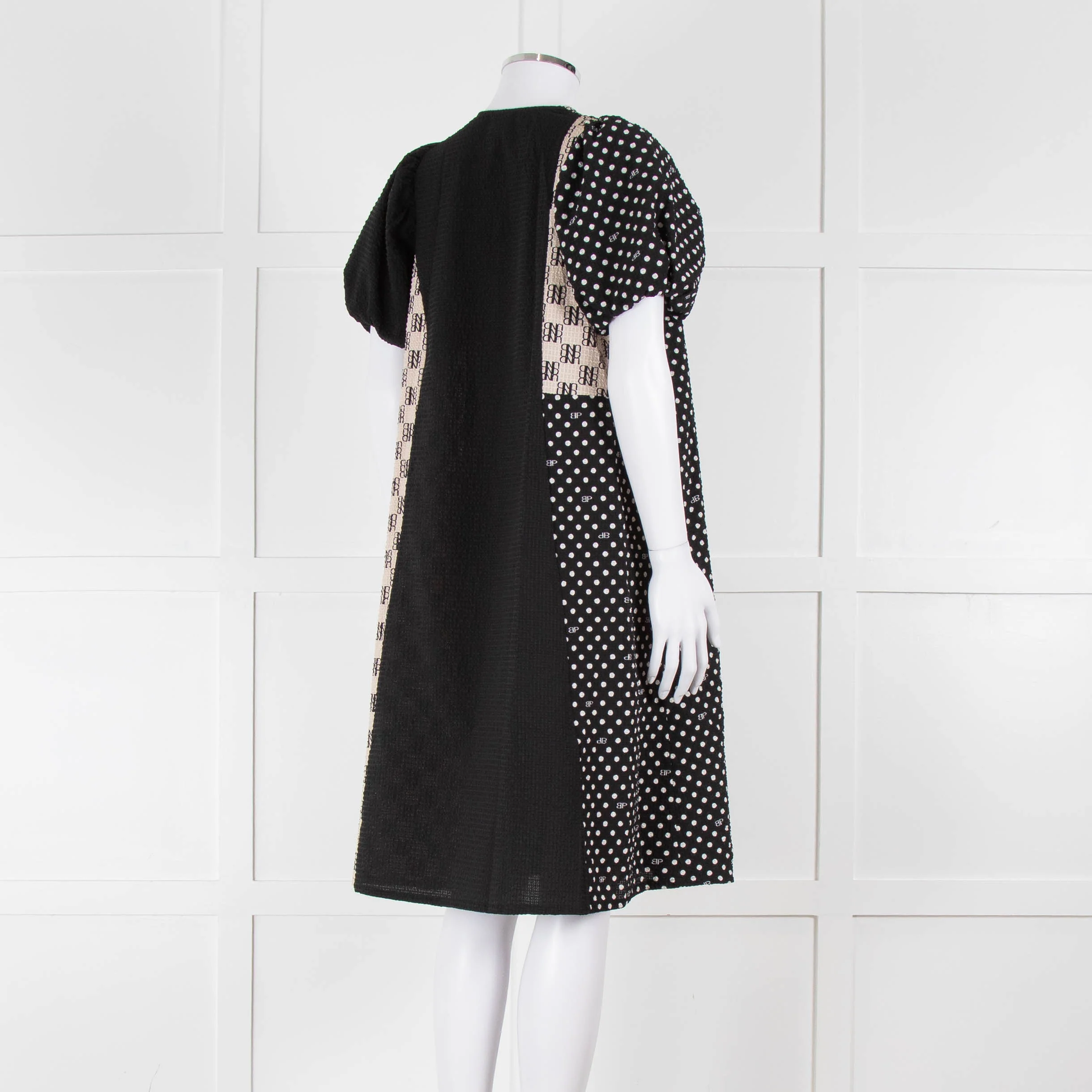 Baum Und Pferdgarten Black White Polka Dot Puff Sleeve Dress - Image 4