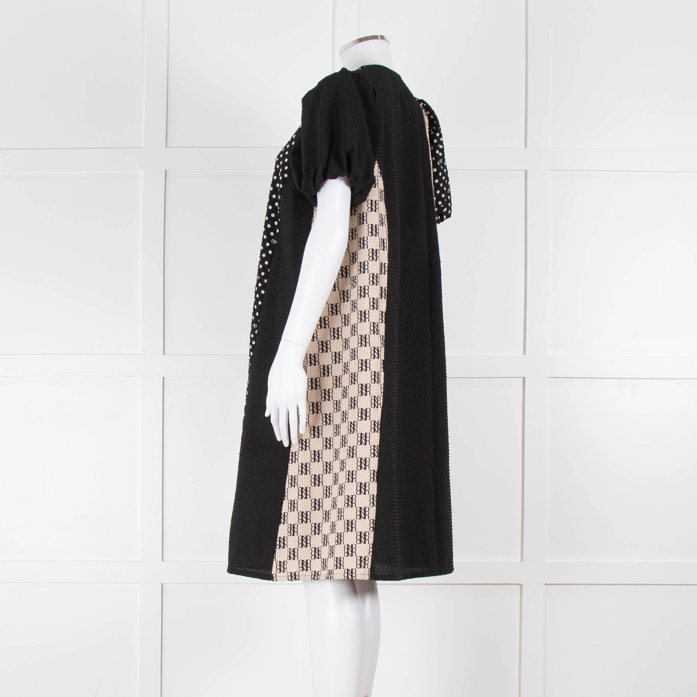 Baum Und Pferdgarten Black White Polka Dot Puff Sleeve Dress - Image 6