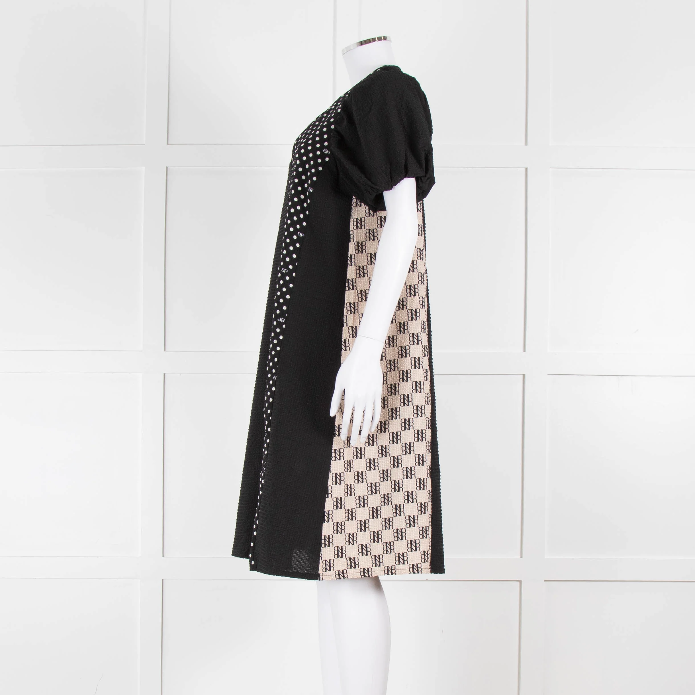 Baum Und Pferdgarten Black White Polka Dot Puff Sleeve Dress - Image 7