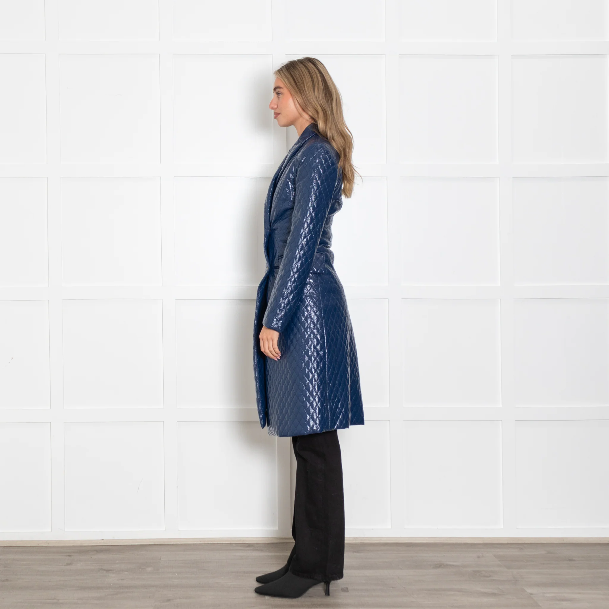 Baum und Pferdgarten Blue Gloss Quilted Long Coat - Image 4