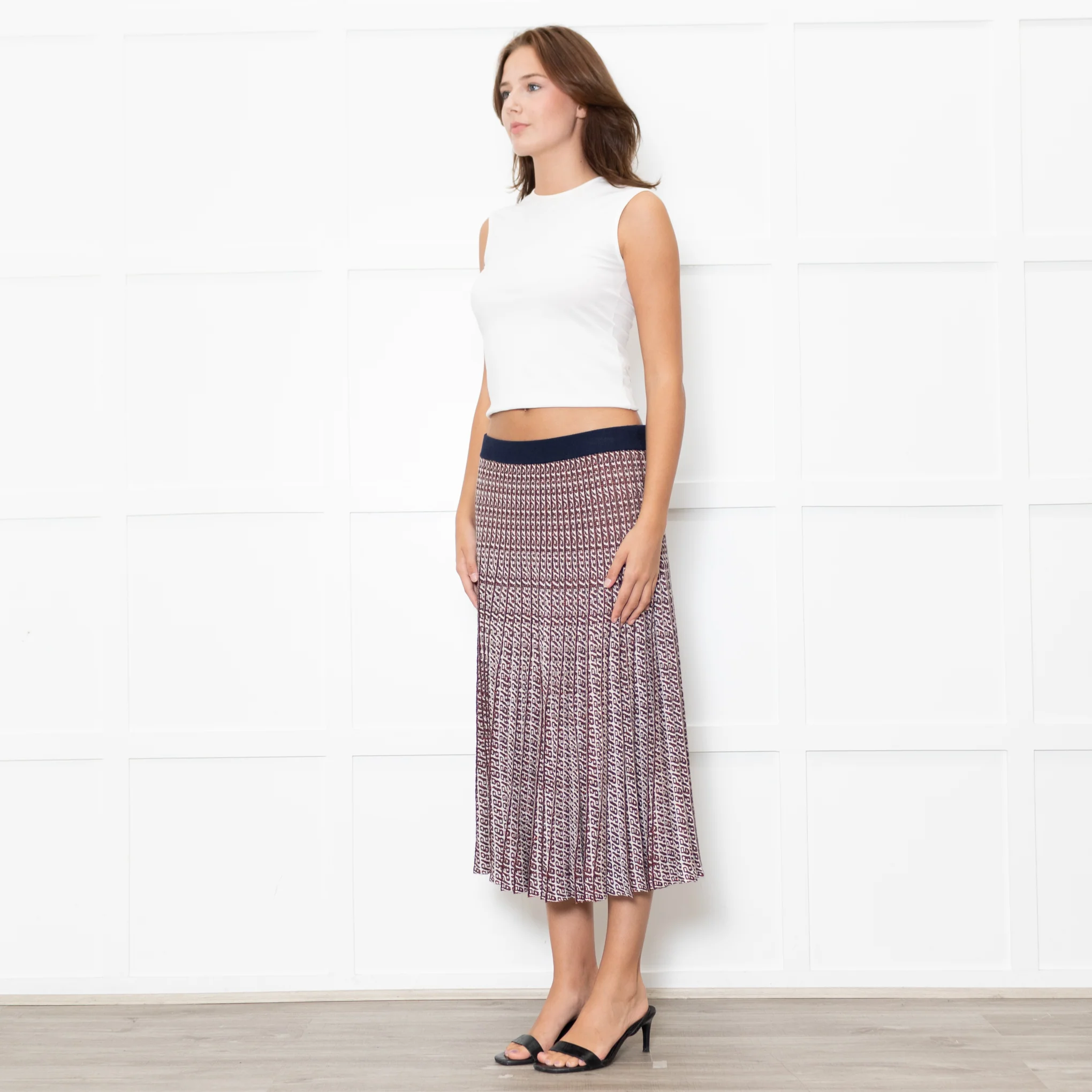 Baum und Pferdgarten Cream Brown Lurex Pleated Knitted Skirt - Image 3