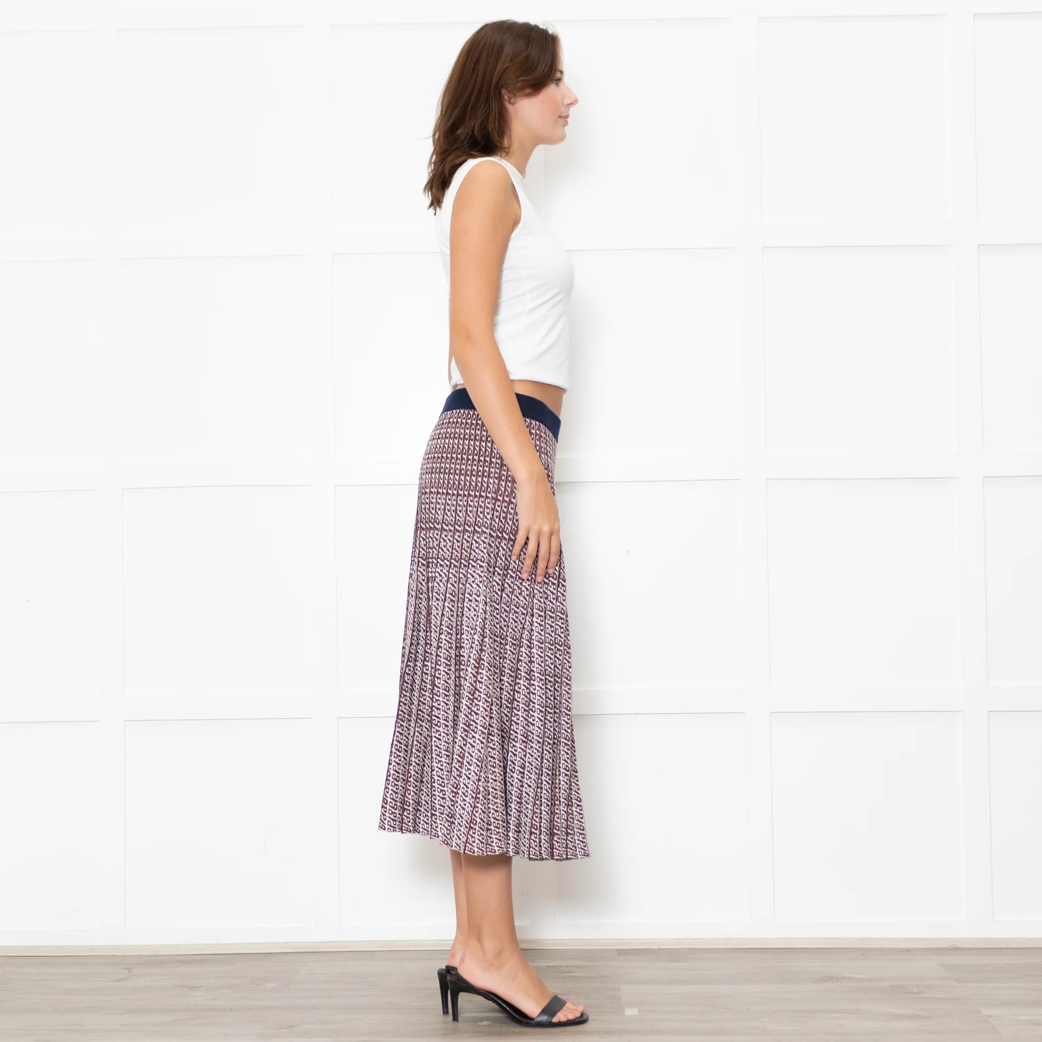Baum und Pferdgarten Cream Brown Lurex Pleated Knitted Skirt - Image 6