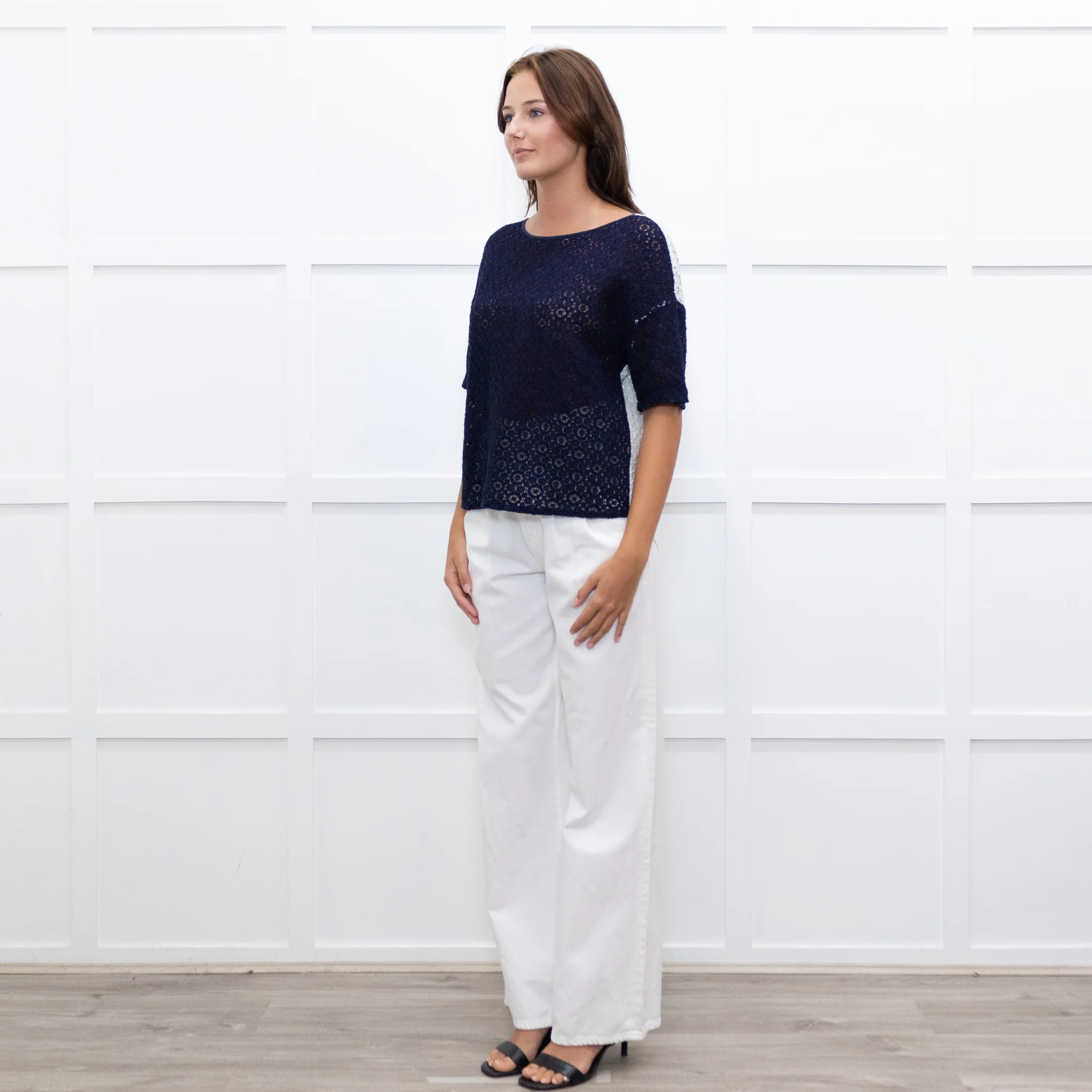Baum und Pferdgarten Navy Ice Blue Lace Short Sleeve Top - Image 3