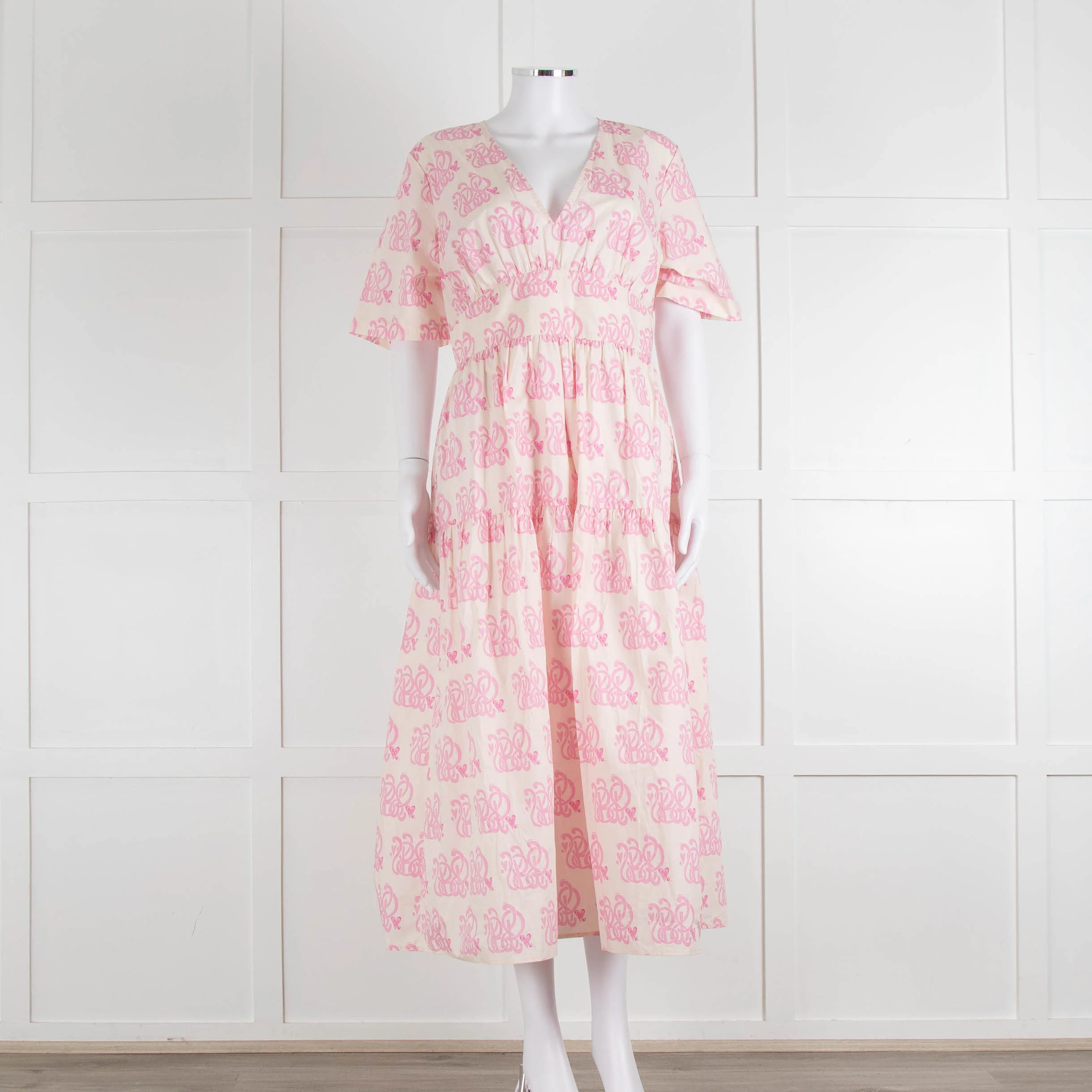 Baum Und Pferdgarten Pink Logo & Love Heart Print Cotton Dress