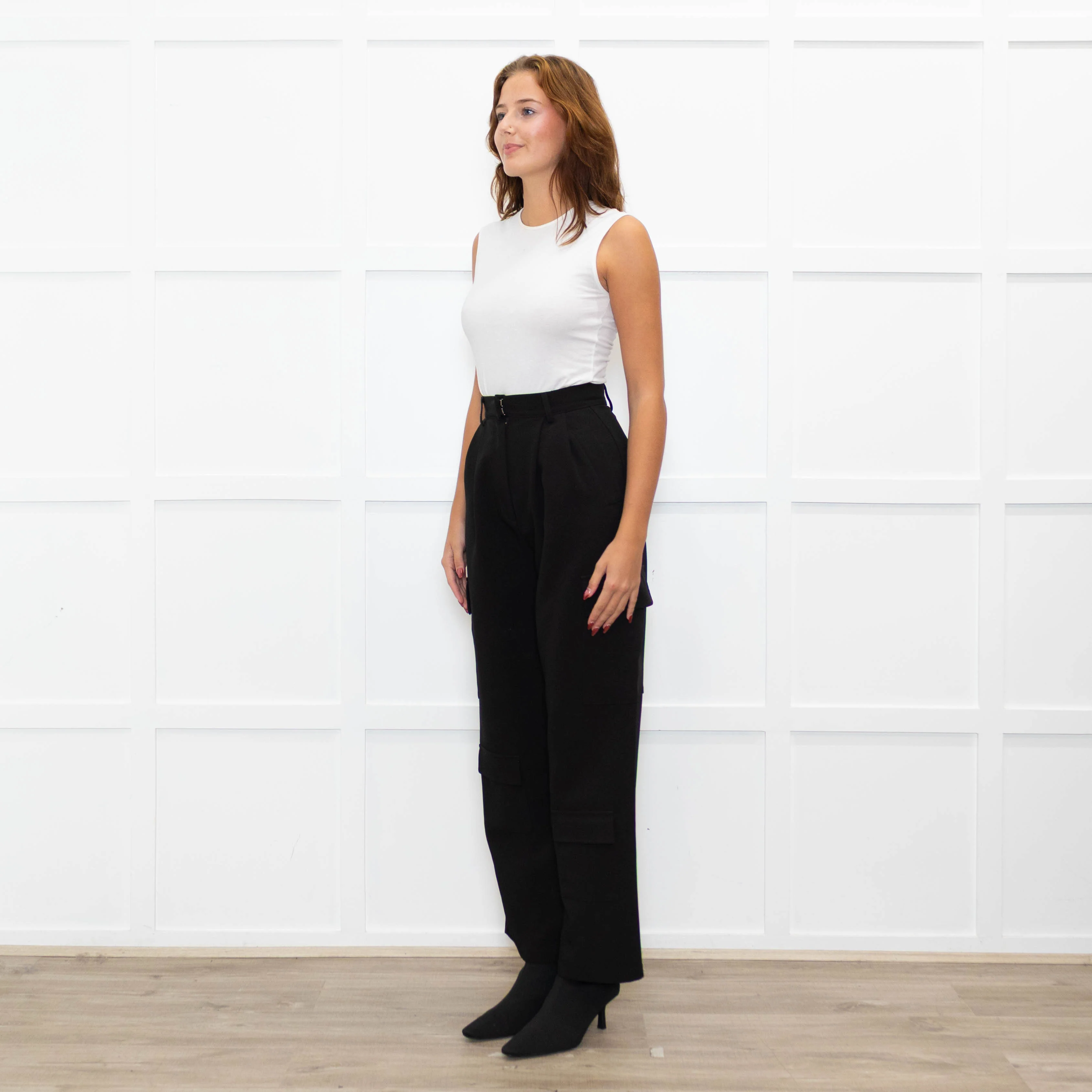 Bayse Black High Waisted Cargo Trousers - Image 3