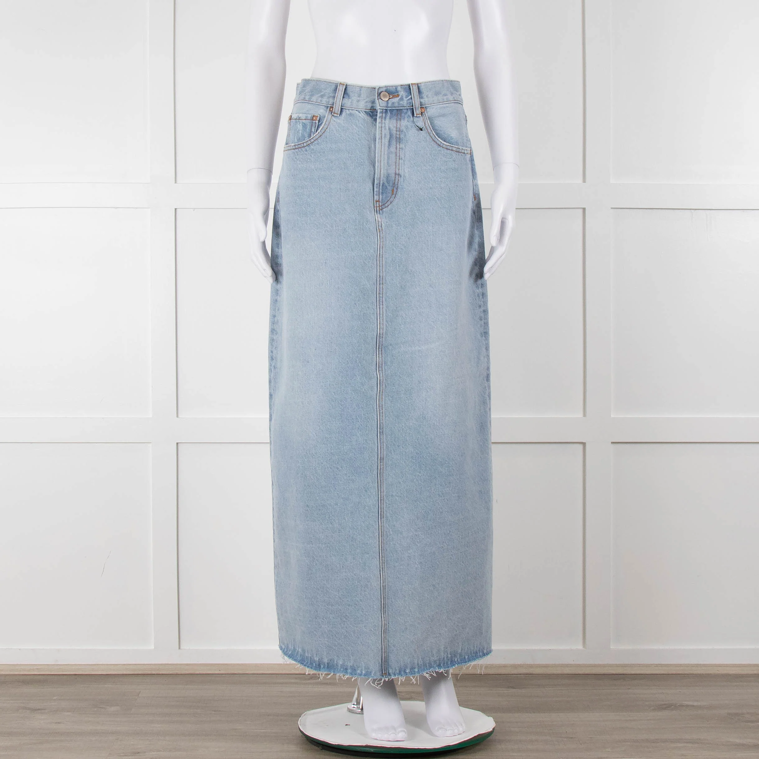 Bayse Pale Blue Wash Midi Skirt