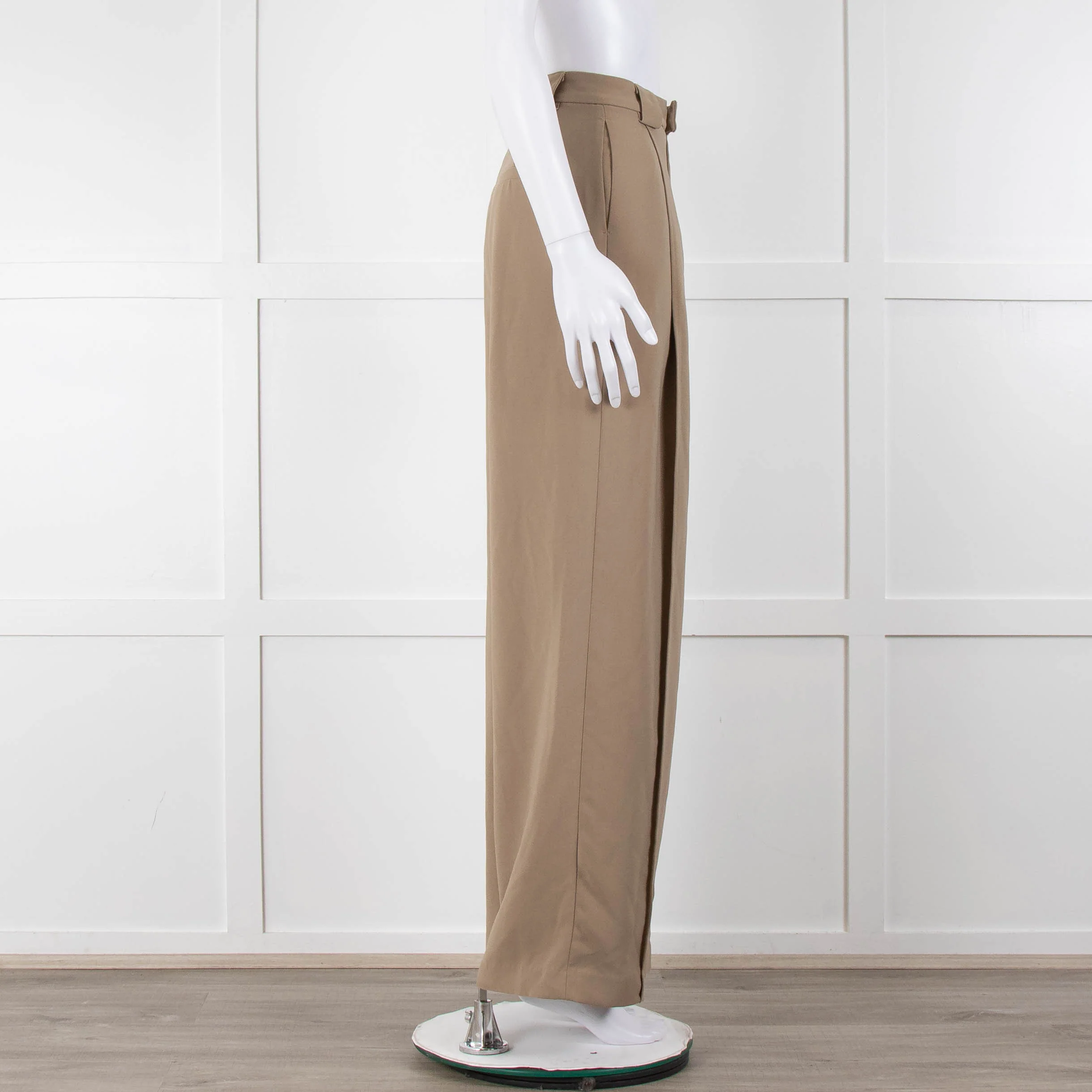 Bayse Taupe Wide Leg Crepe Trousers - Image 3
