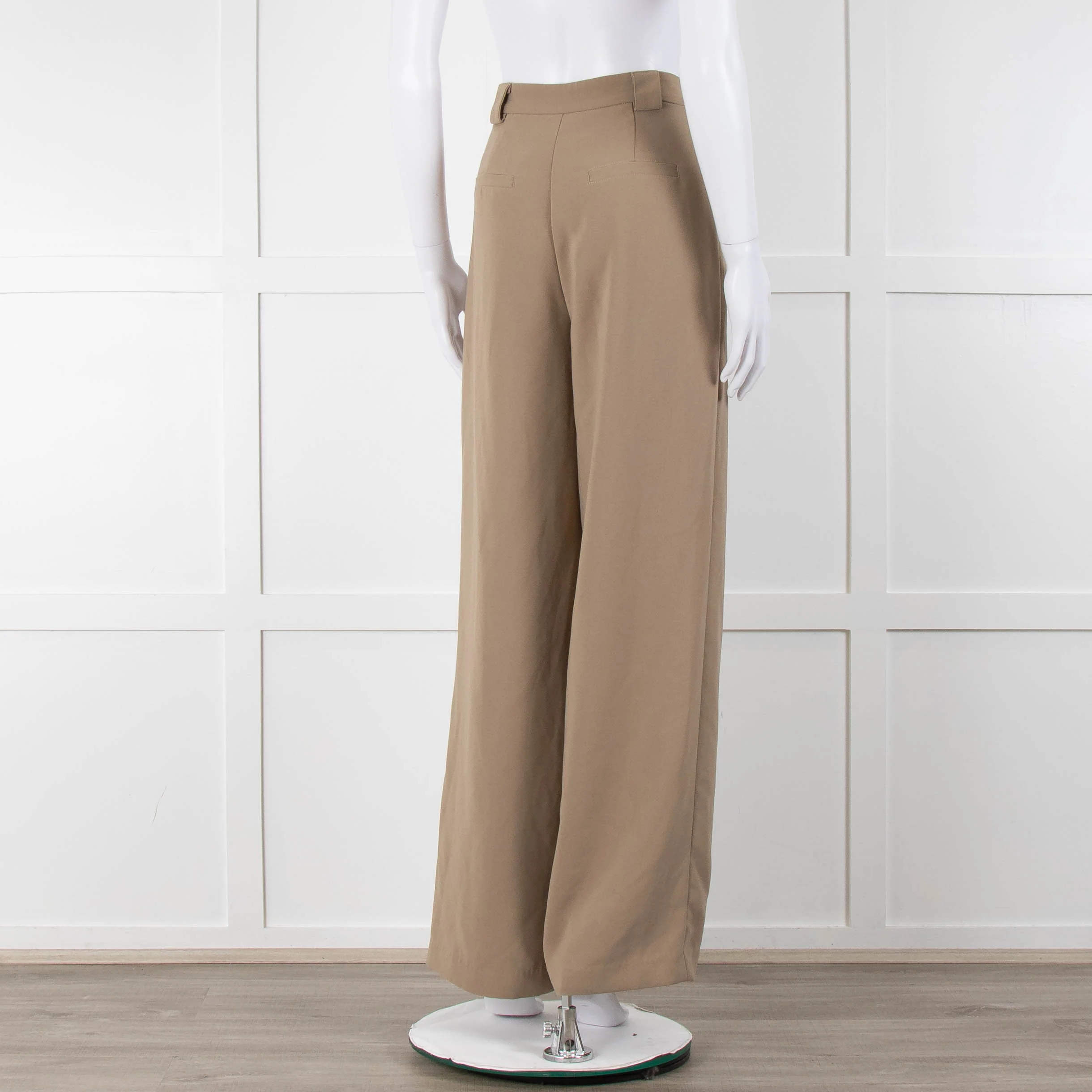 Bayse Taupe Wide Leg Crepe Trousers - Image 4