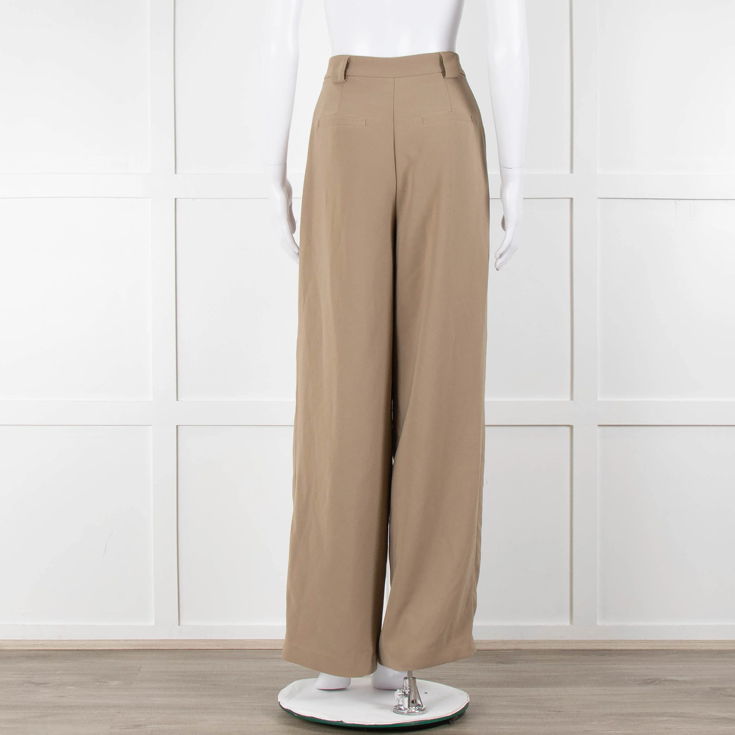 Bayse Taupe Wide Leg Crepe Trousers - Image 5