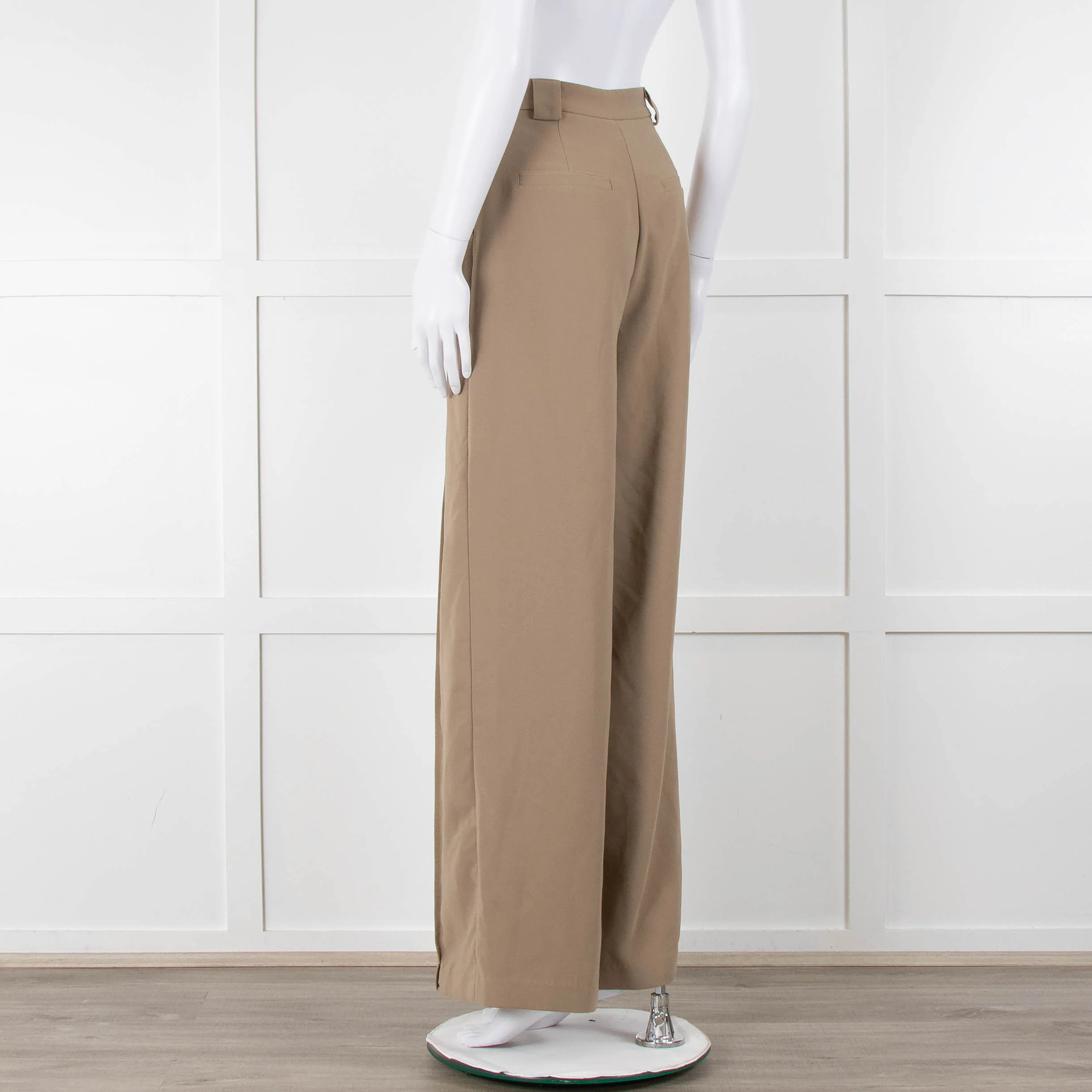 Bayse Taupe Wide Leg Crepe Trousers - Image 6