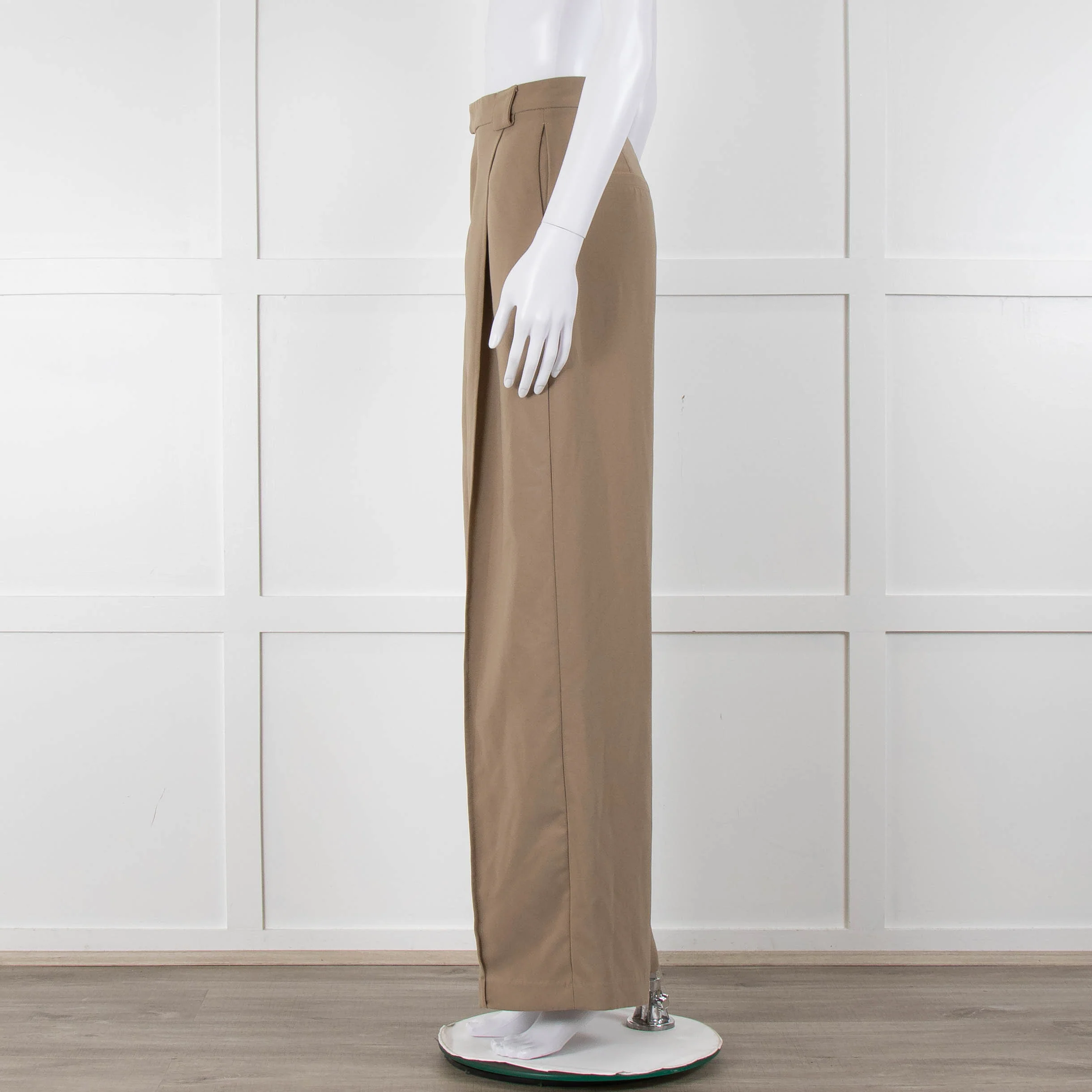 Bayse Taupe Wide Leg Crepe Trousers - Image 7