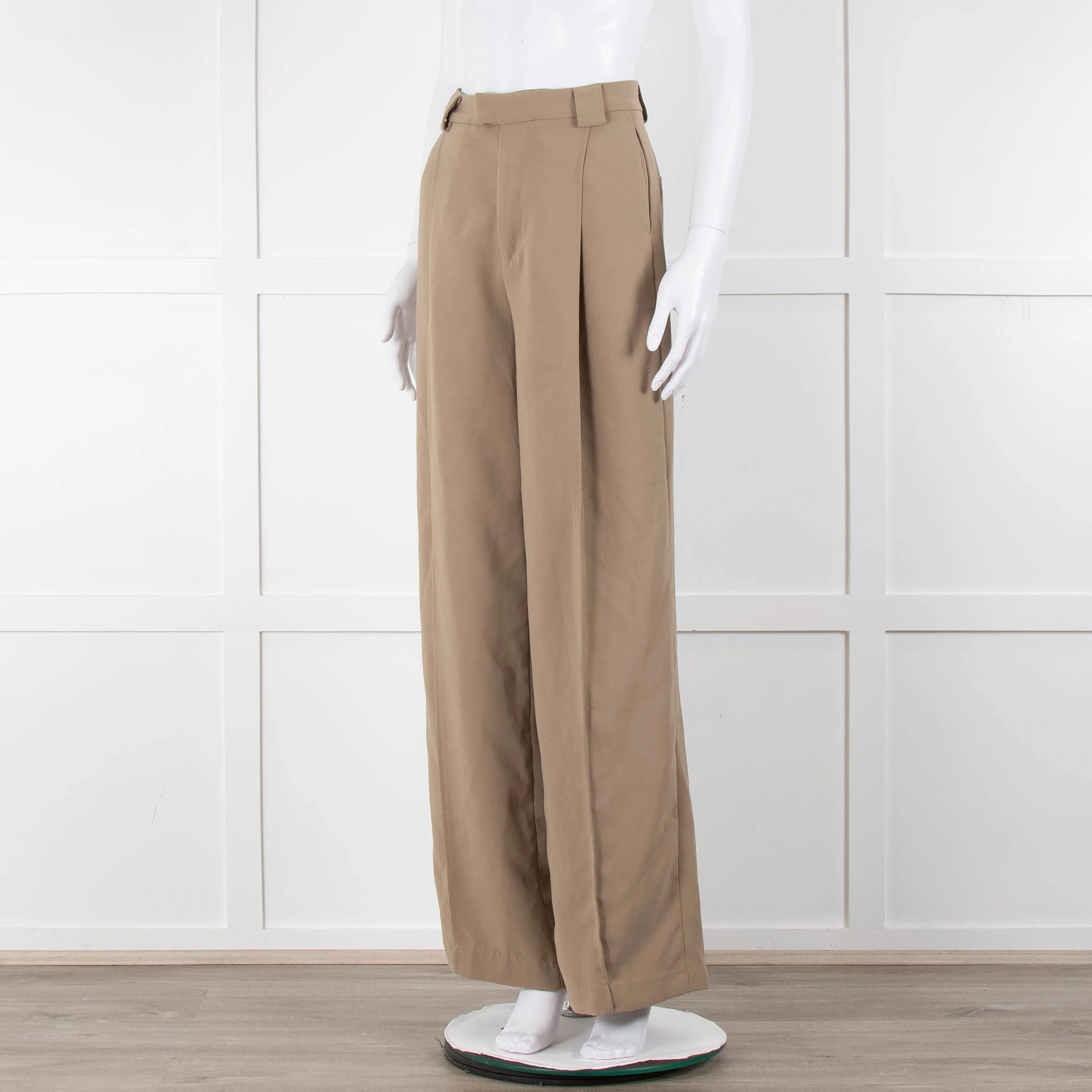 Bayse Taupe Wide Leg Crepe Trousers - Image 8