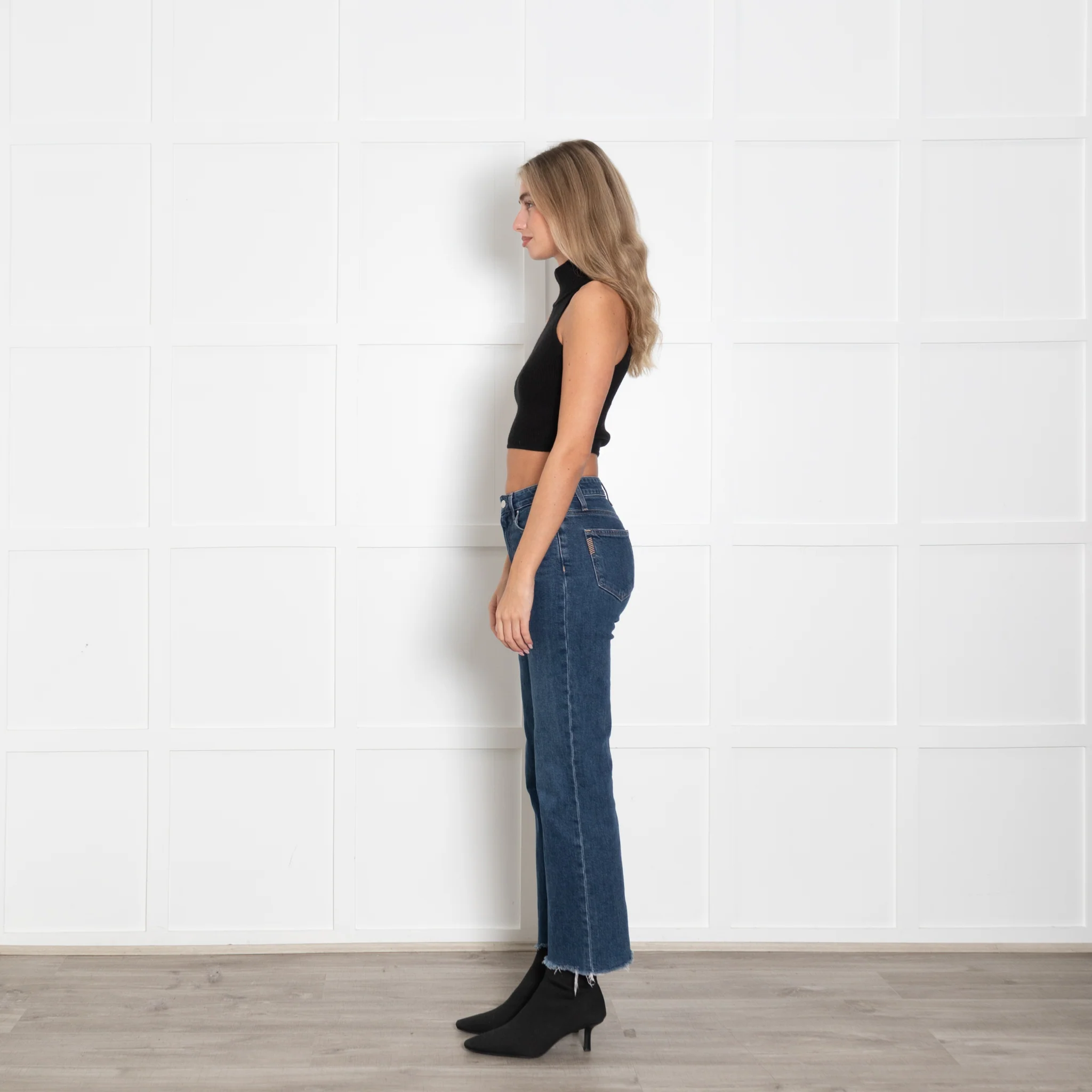 Bazilika Black Wool Mix Poloneck Short Tank Top - Image 4