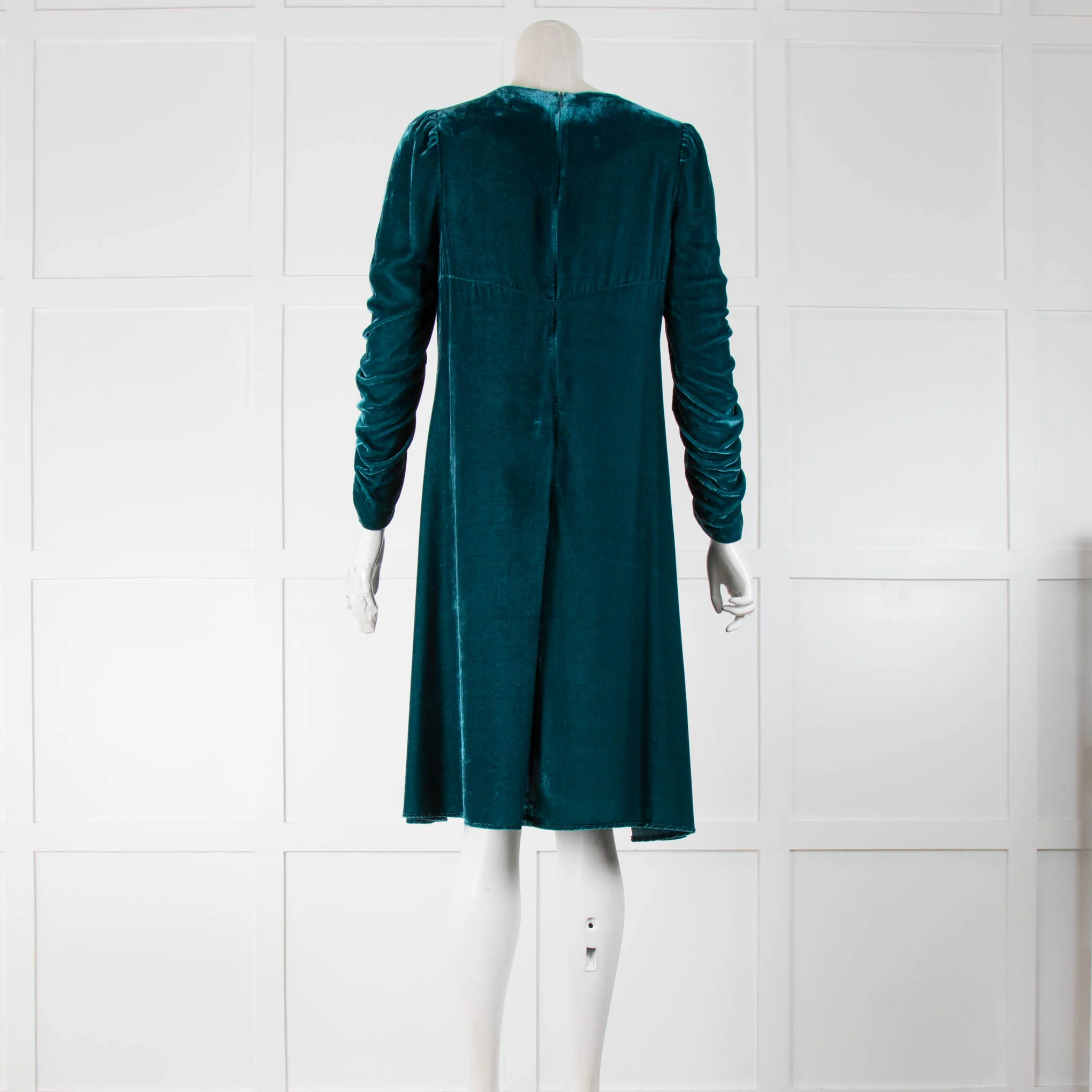 Beatrice Turquoise Crushed Velvet Dress - Image 3