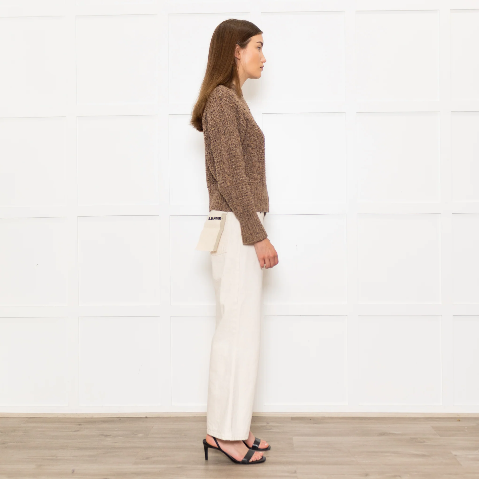 Beatriz Furest Brown Cable Wool Blend Sweater - Image 6