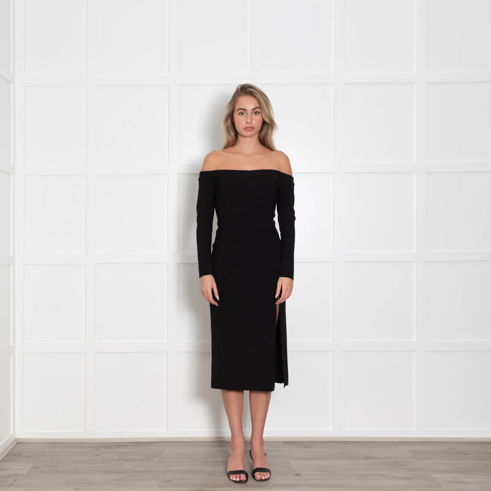 Bec + Bridge Black Off The Shoulder Fitted Dress