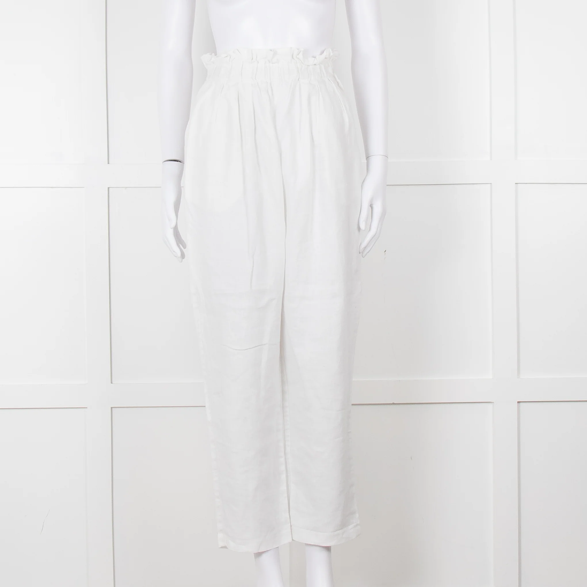 Bec+ Bridge White Elasticated Waist Linen Trousers