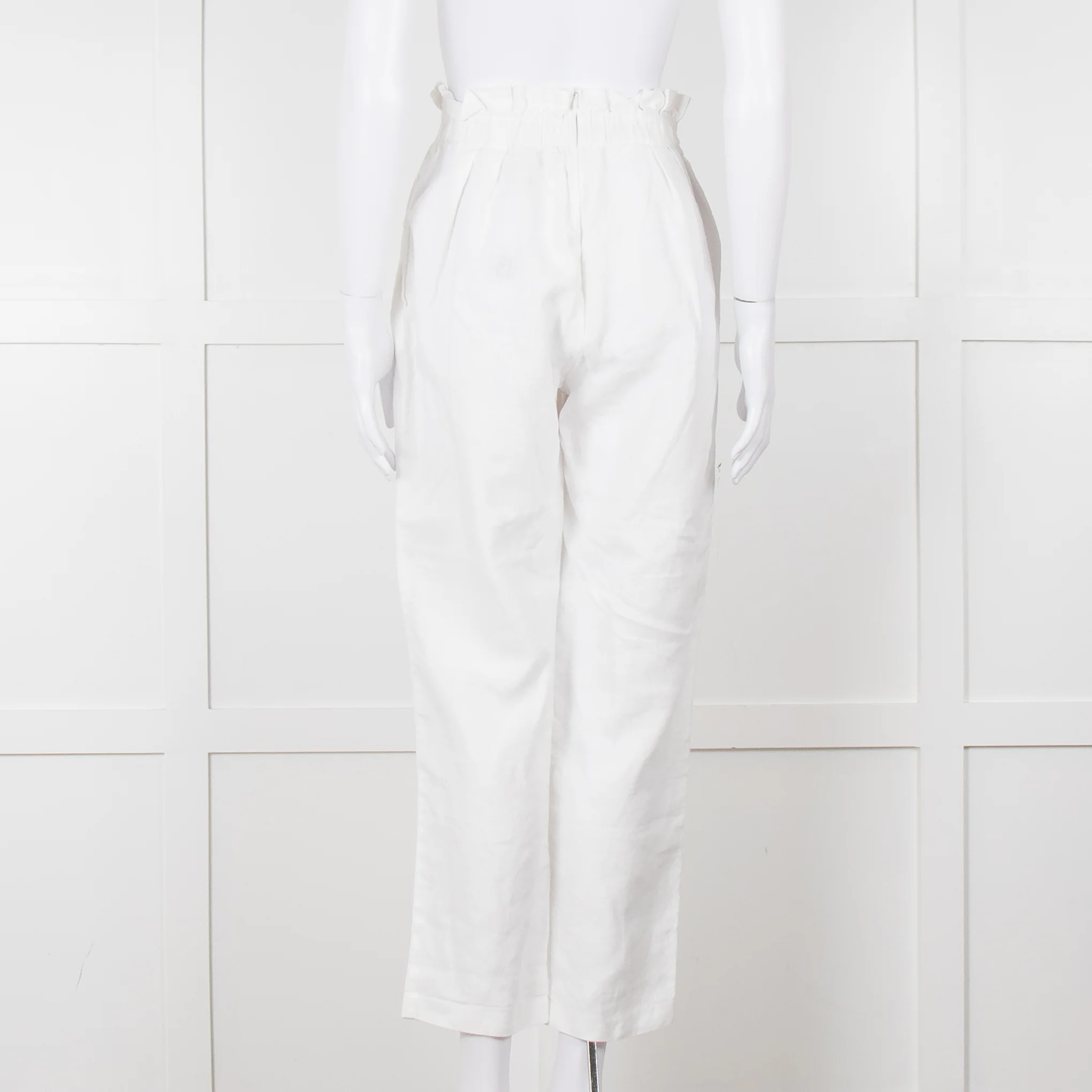 Bec+ Bridge White Elasticated Waist Linen Trousers - Image 5