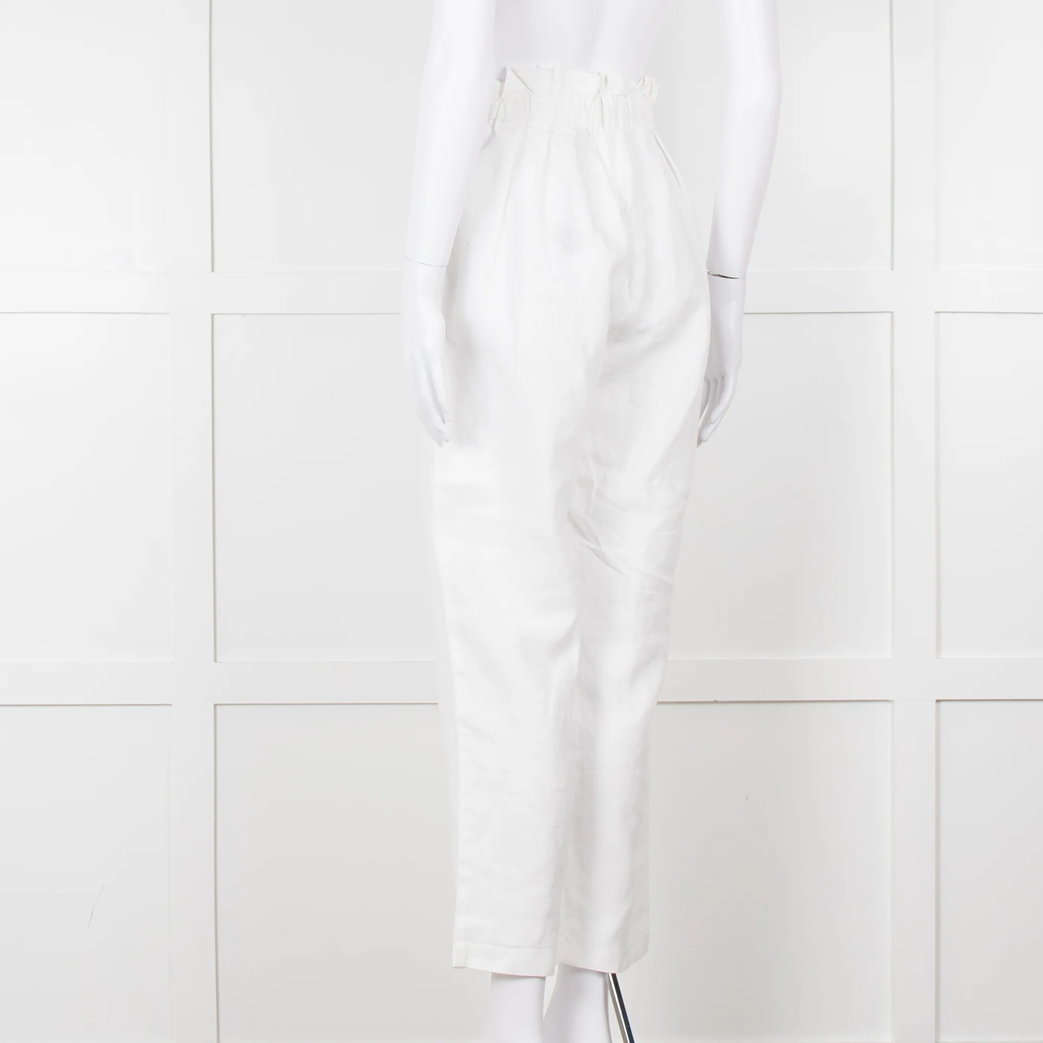 Bec+ Bridge White Elasticated Waist Linen Trousers - Image 6