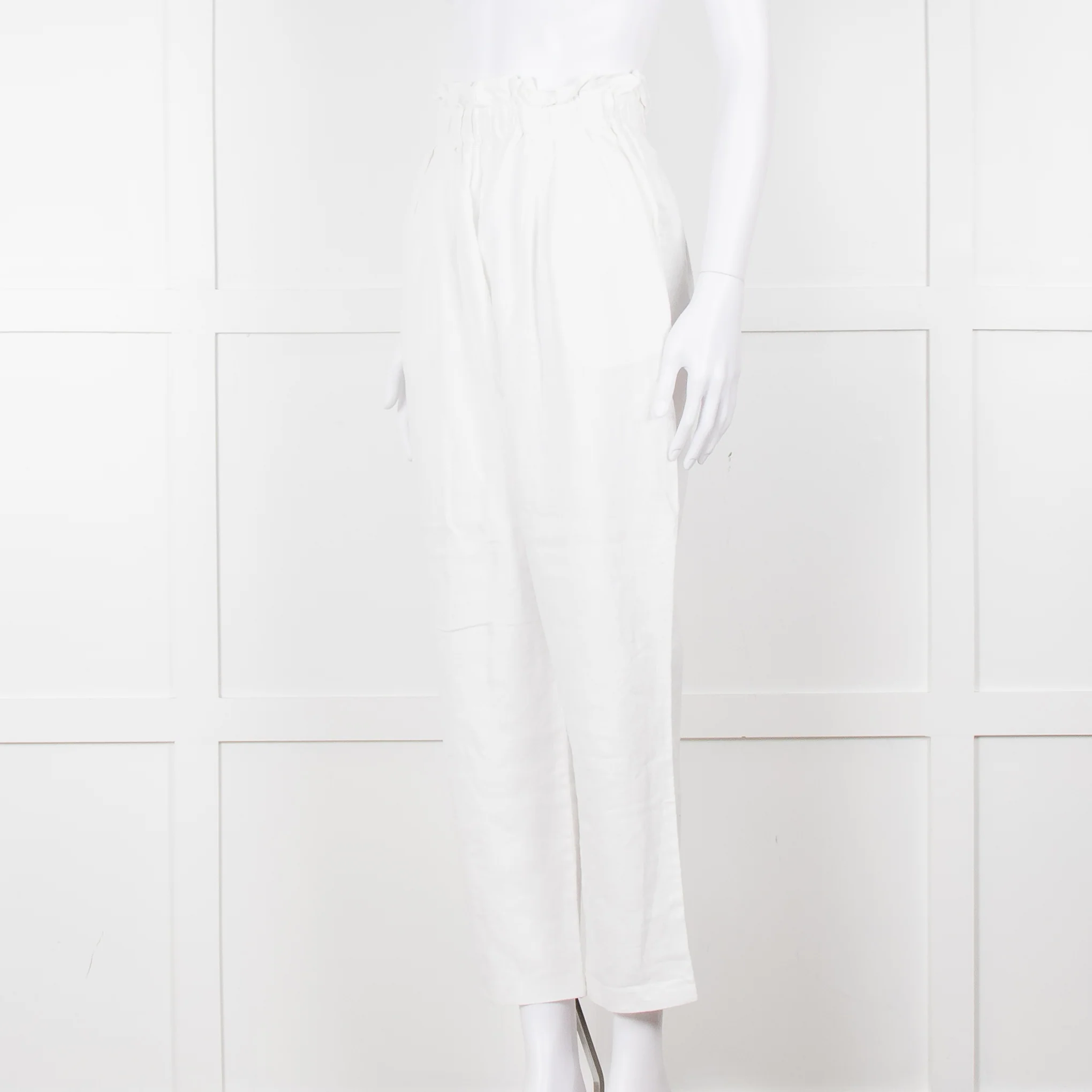 Bec+ Bridge White Elasticated Waist Linen Trousers - Image 8