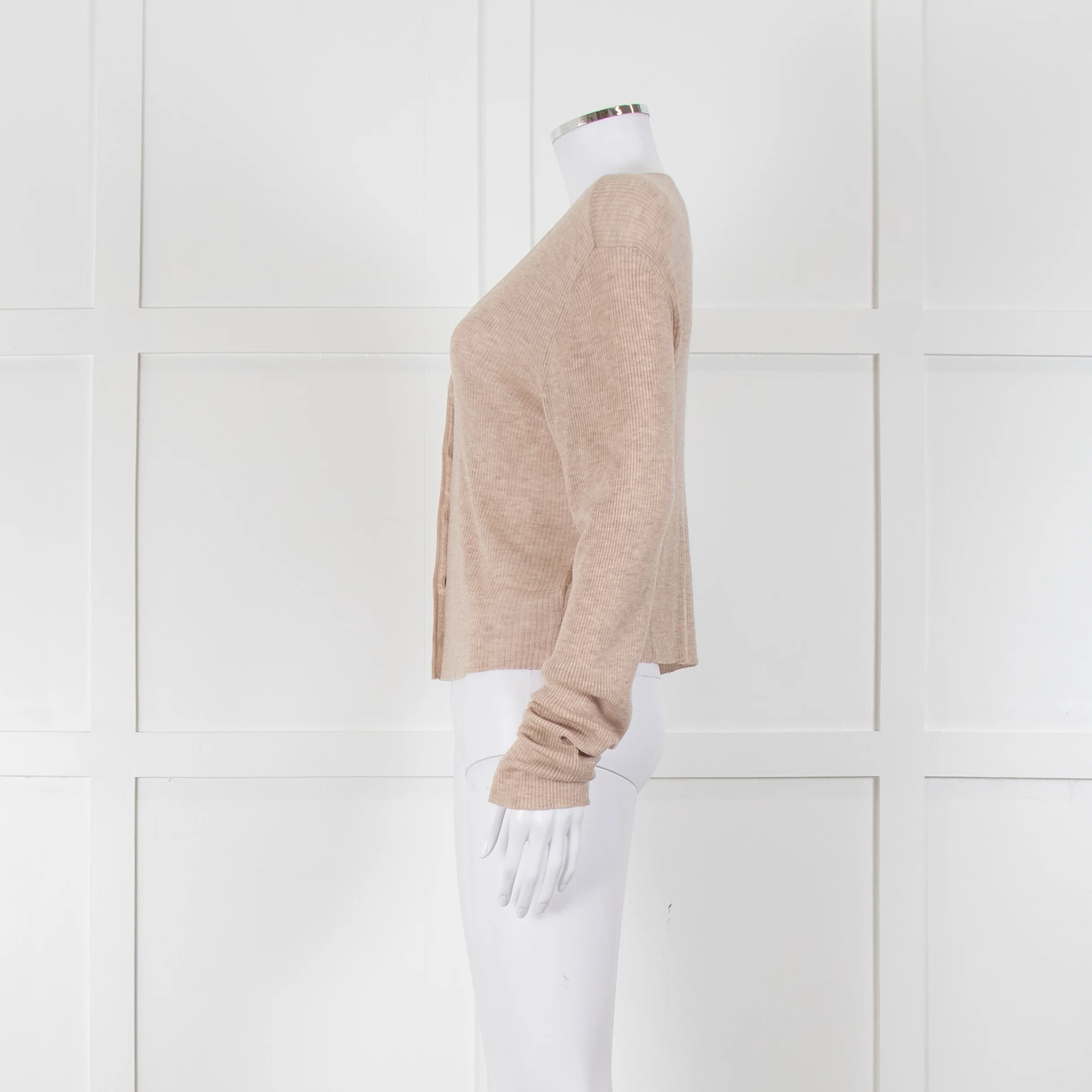 Bella Dahl Beige Fine Knit V Neck Cardigan - Image 7