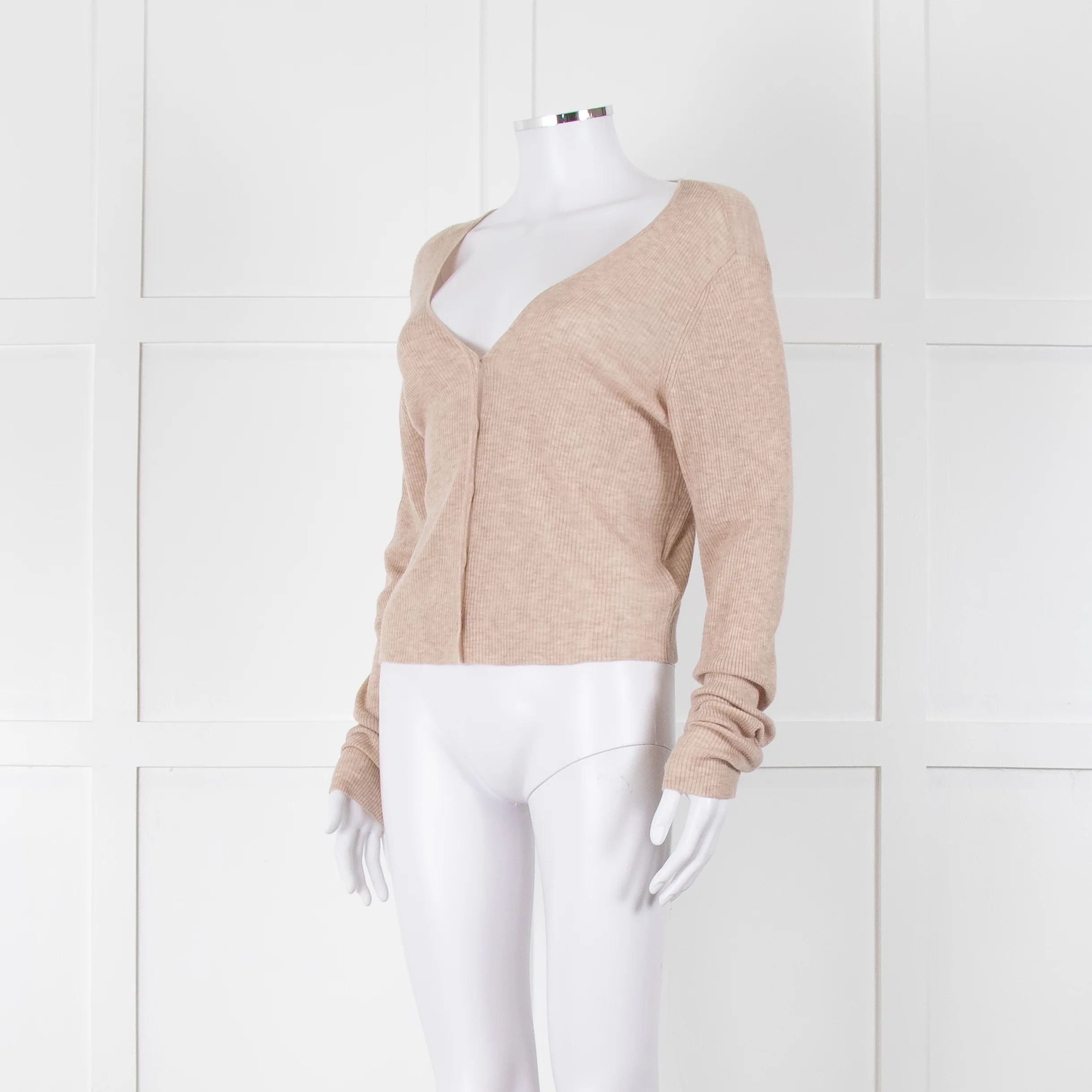 Bella Dahl Beige Fine Knit V Neck Cardigan - Image 8