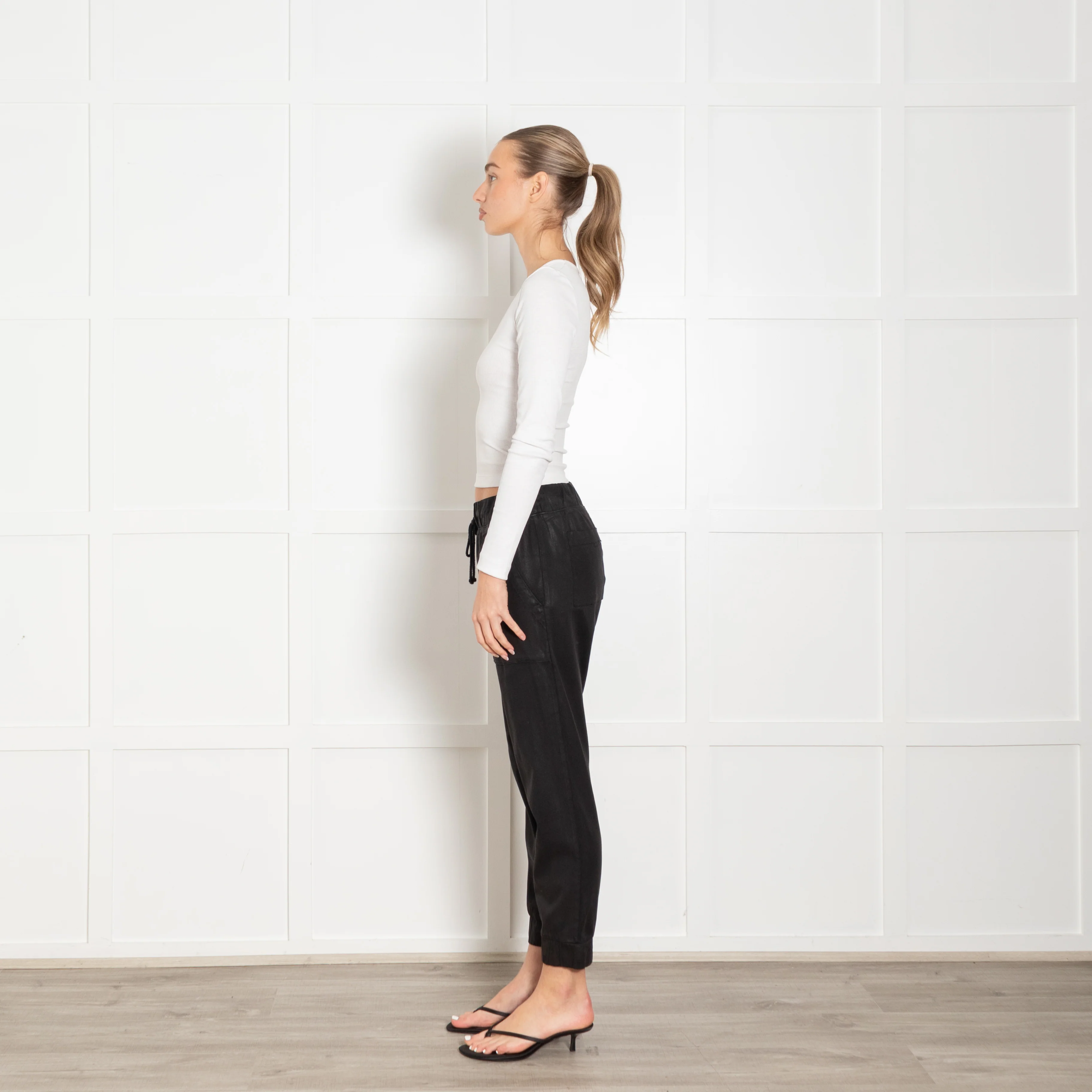 Bella Dahl Black Coated Joggers - Image 4