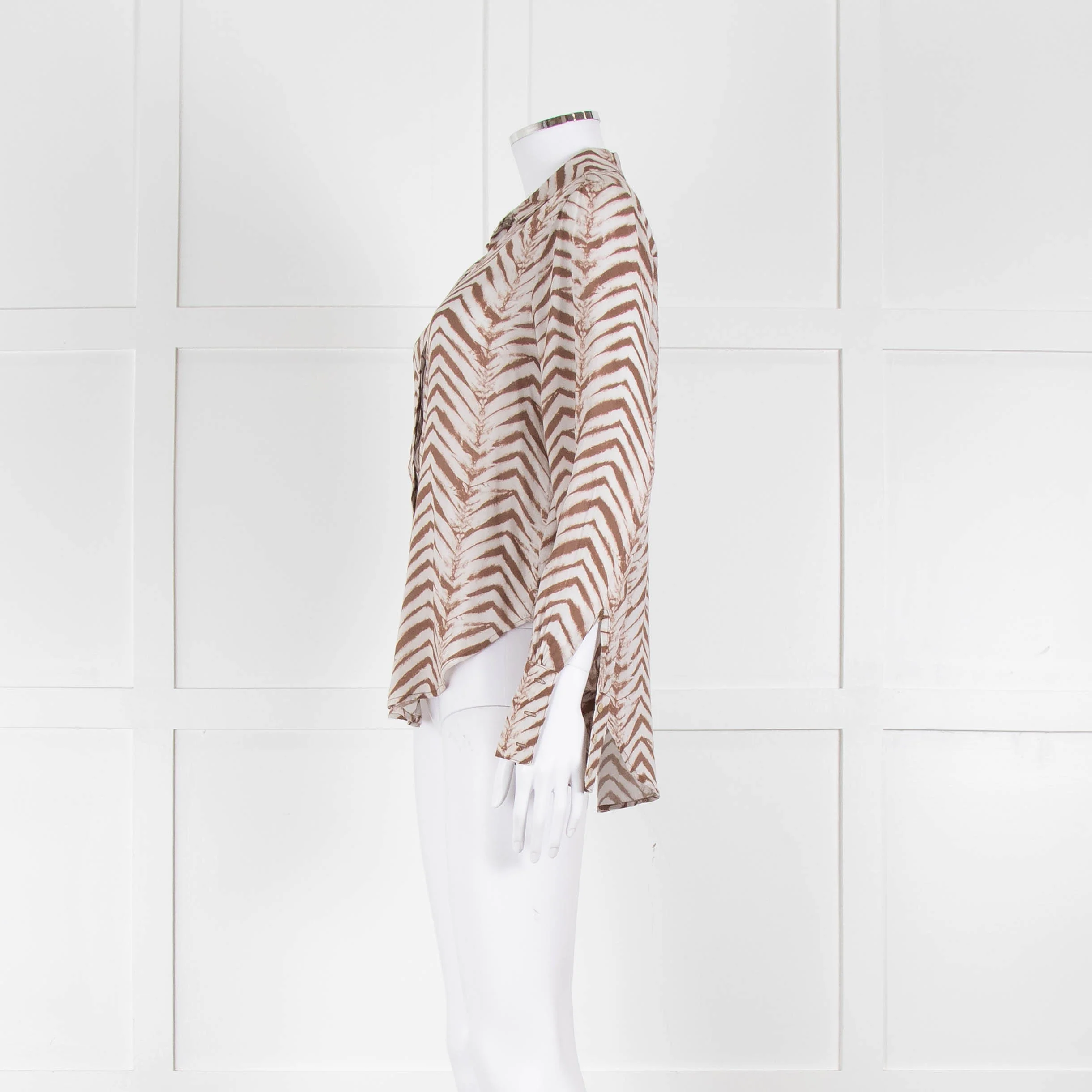 Bella Dahl Brown and Cream Patterned Collared Shirt - Image 7
