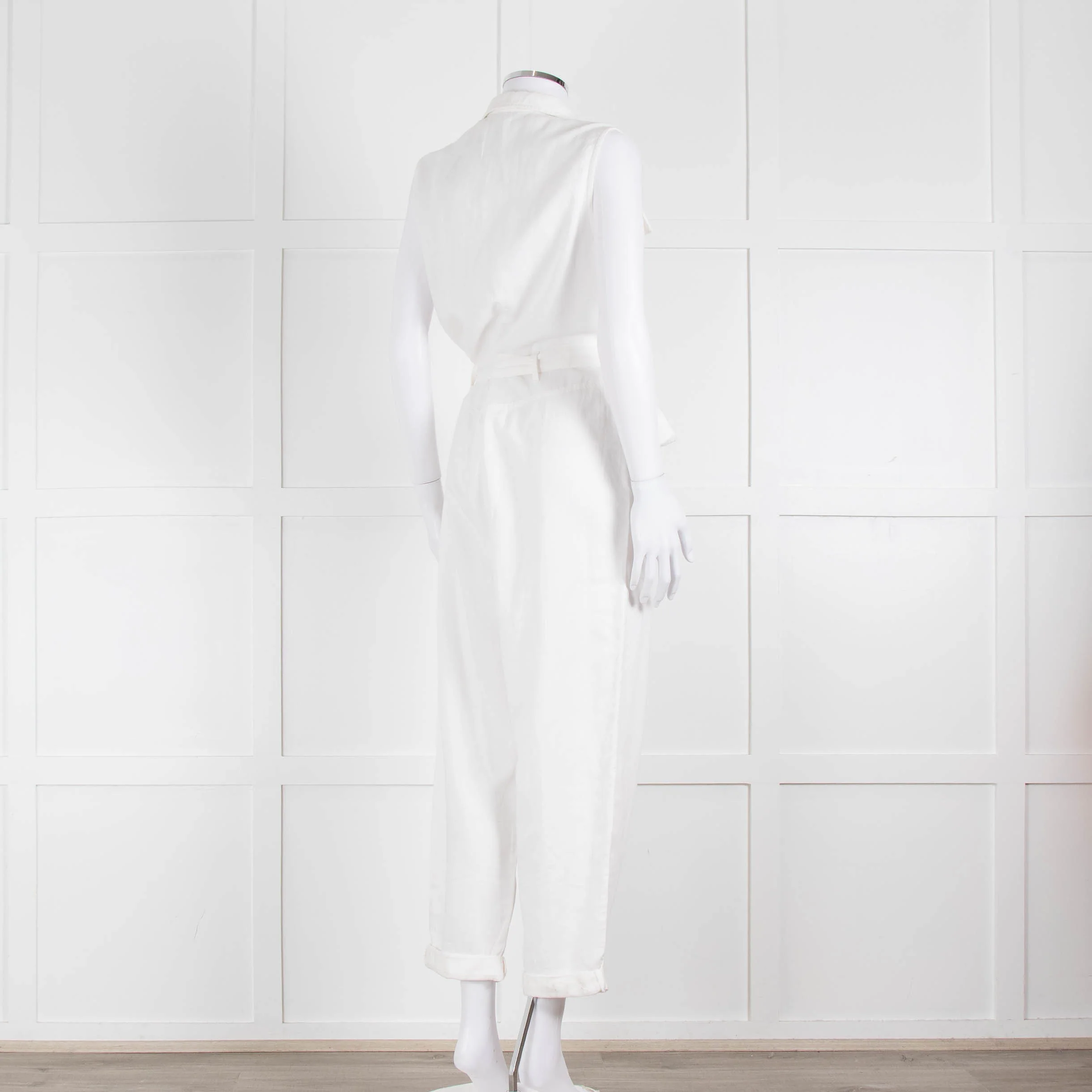 Bella Dahl White Cotton Sleeveless Jumpsuit - Image 4