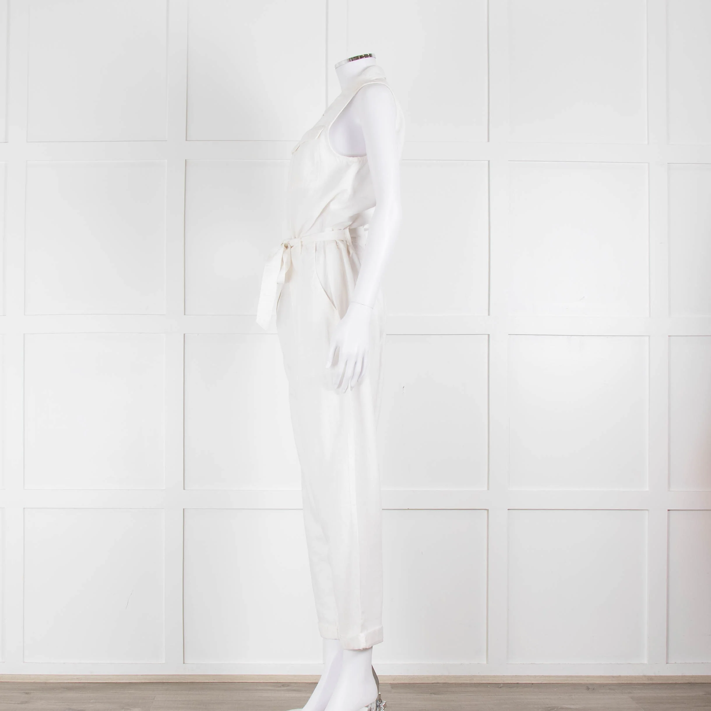 Bella Dahl White Cotton Sleeveless Jumpsuit - Image 7