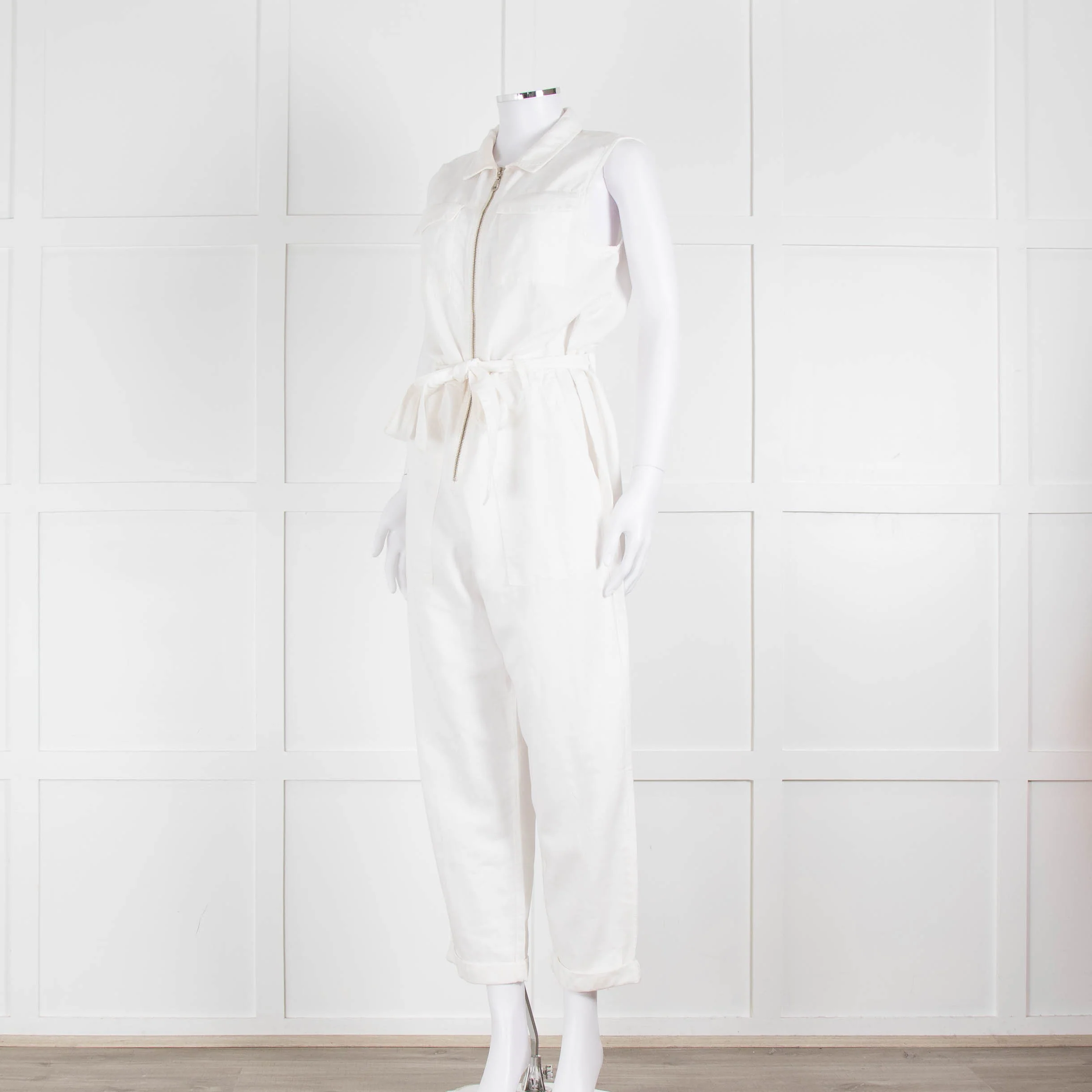 Bella Dahl White Cotton Sleeveless Jumpsuit - Image 8