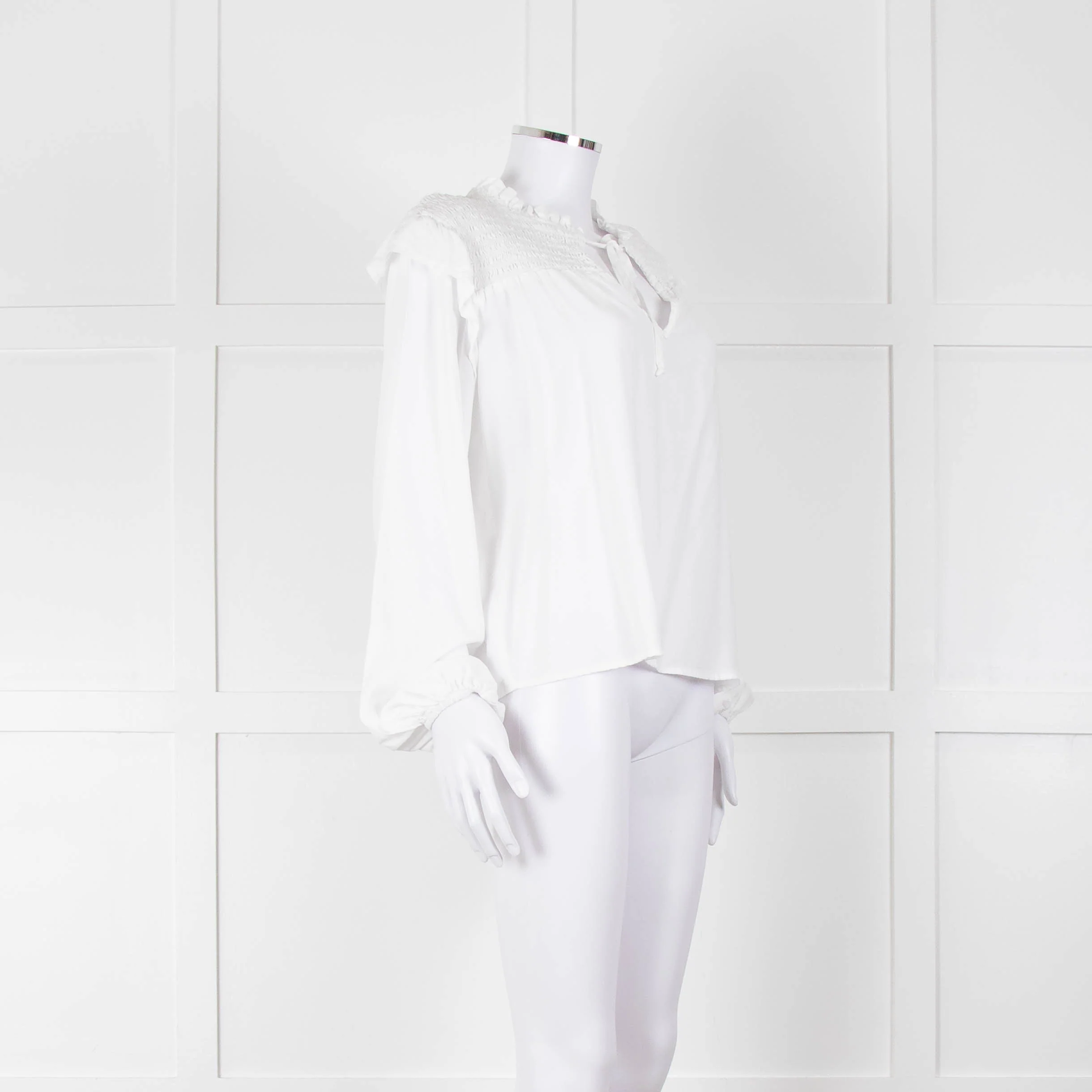 Bella Dahl White Smock Style Long Sleeve Top - Image 2