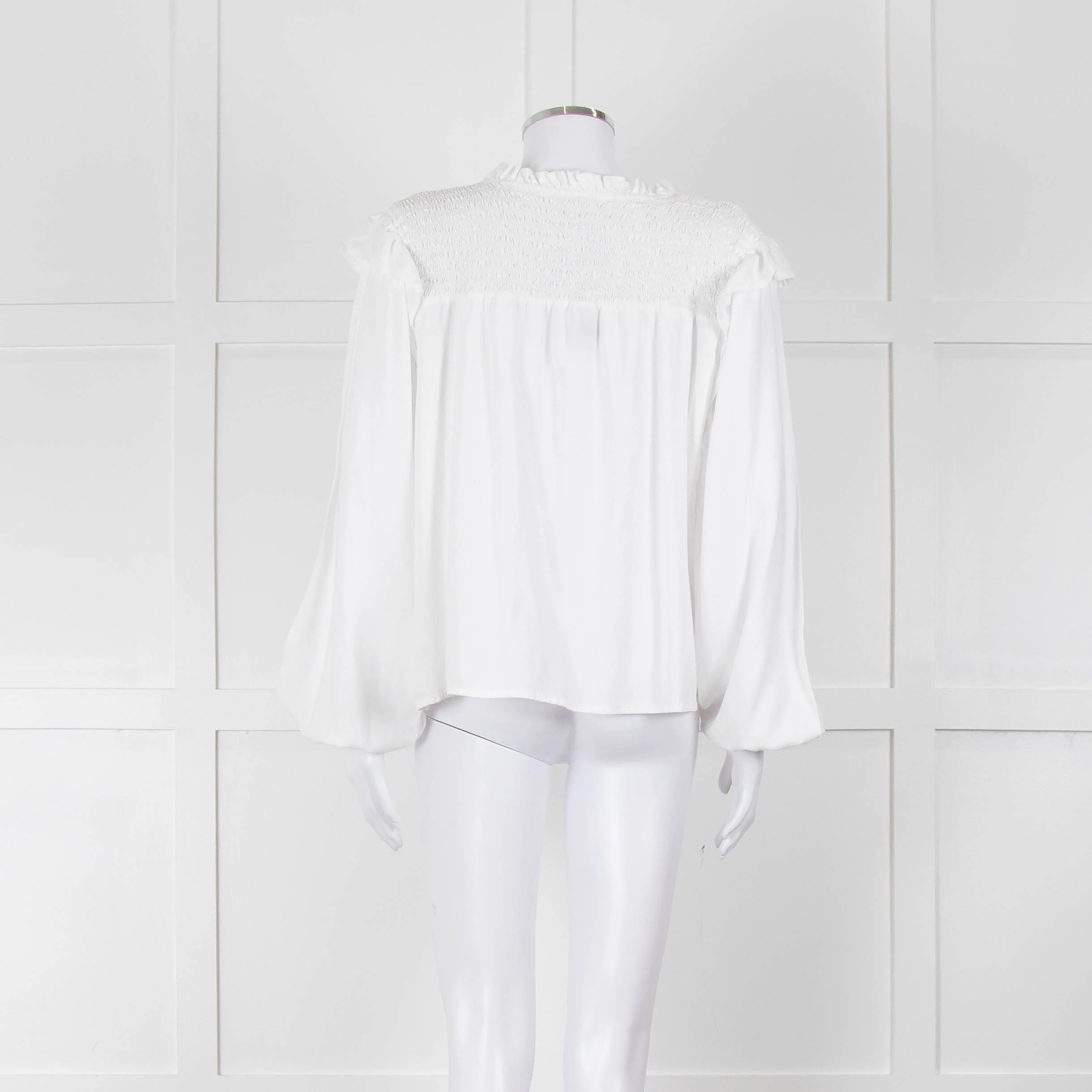 Bella Dahl White Smock Style Long Sleeve Top - Image 5