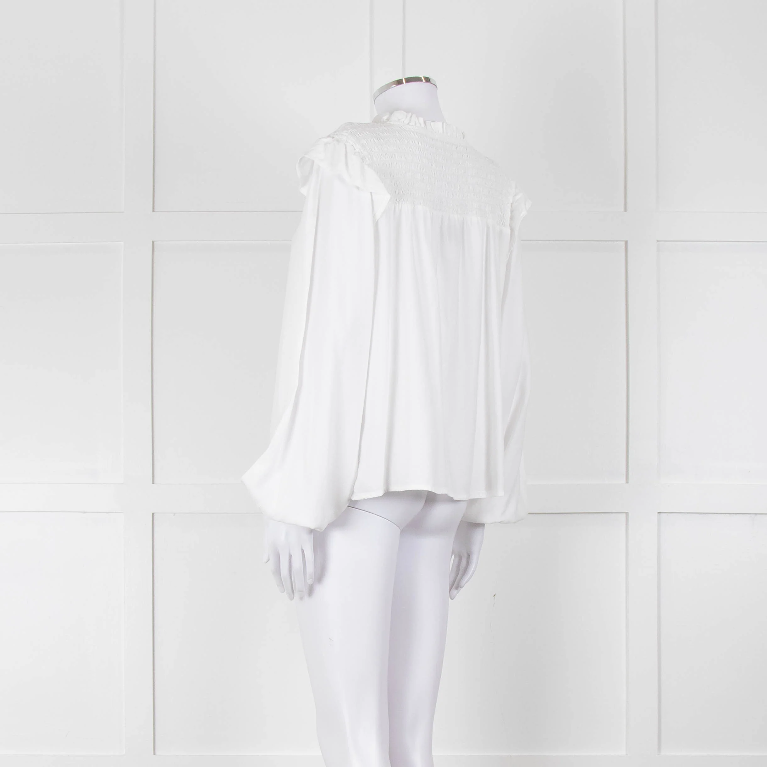 Bella Dahl White Smock Style Long Sleeve Top - Image 6
