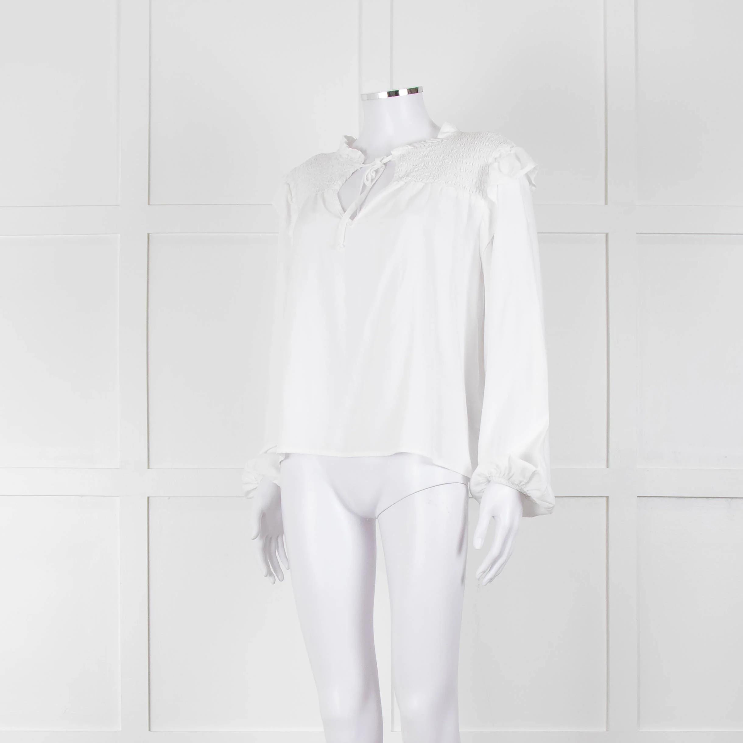 Bella Dahl White Smock Style Long Sleeve Top - Image 8