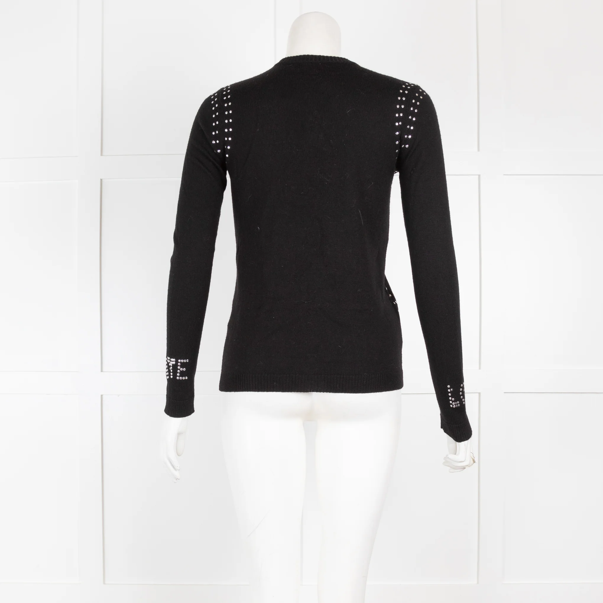 Bella Freud Black Thin Knit Love Hate Cardigan - Image 3