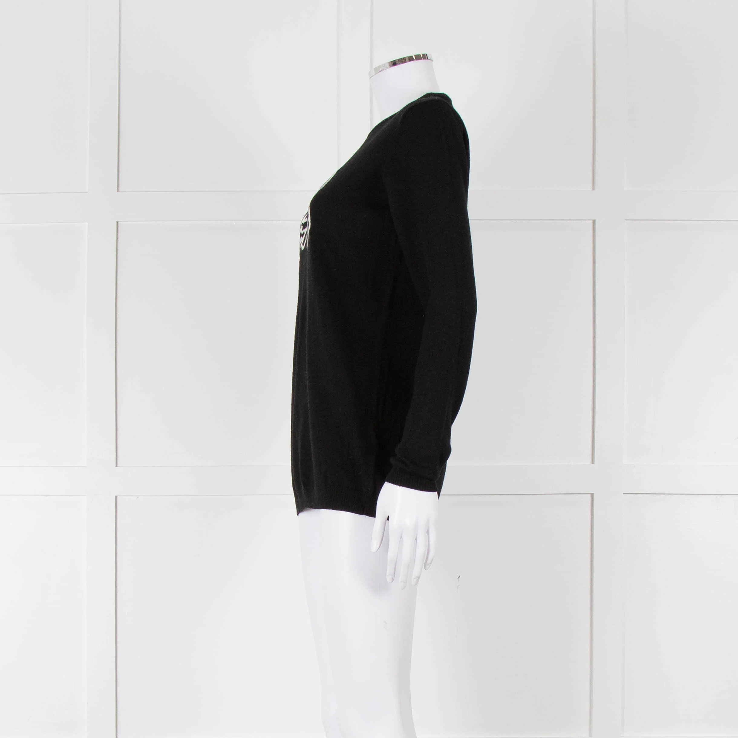 Bella Freud Black Wool Dog Motif Jumper - Image 7