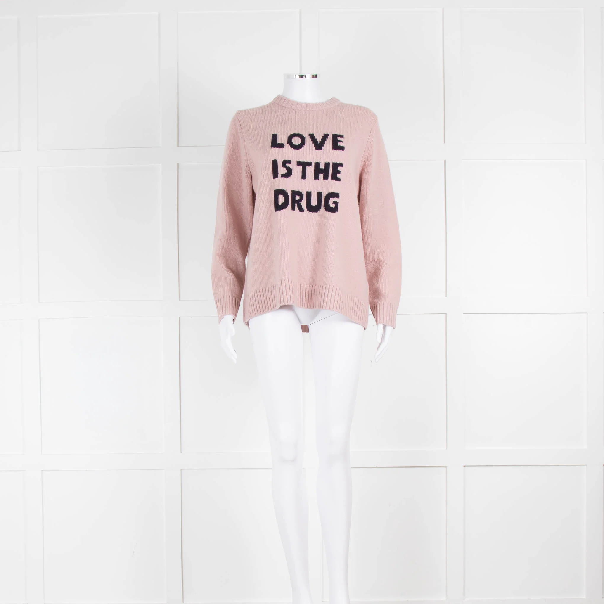 Bella Freud Blush Pink Love is the Drug Crewneck Sweater