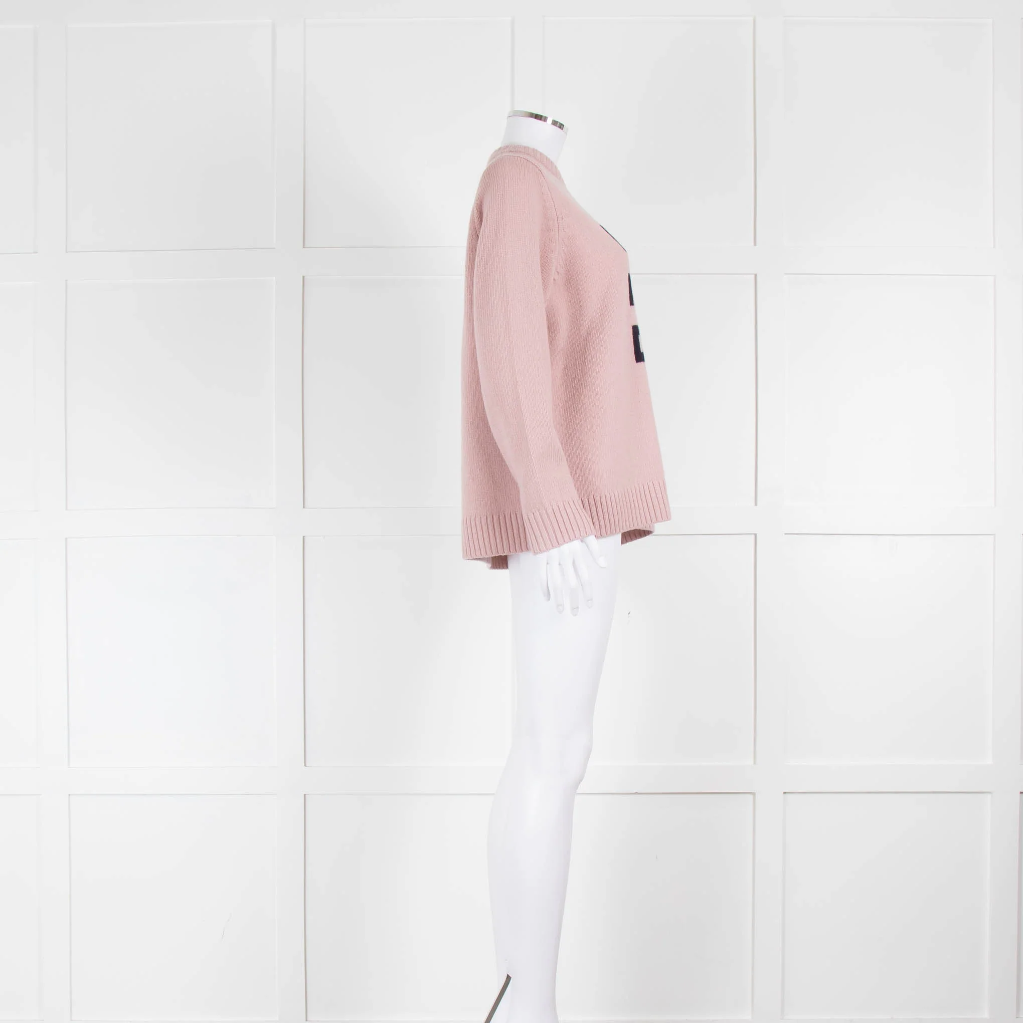 Bella Freud Blush Pink Love is the Drug Crewneck Sweater - Image 2
