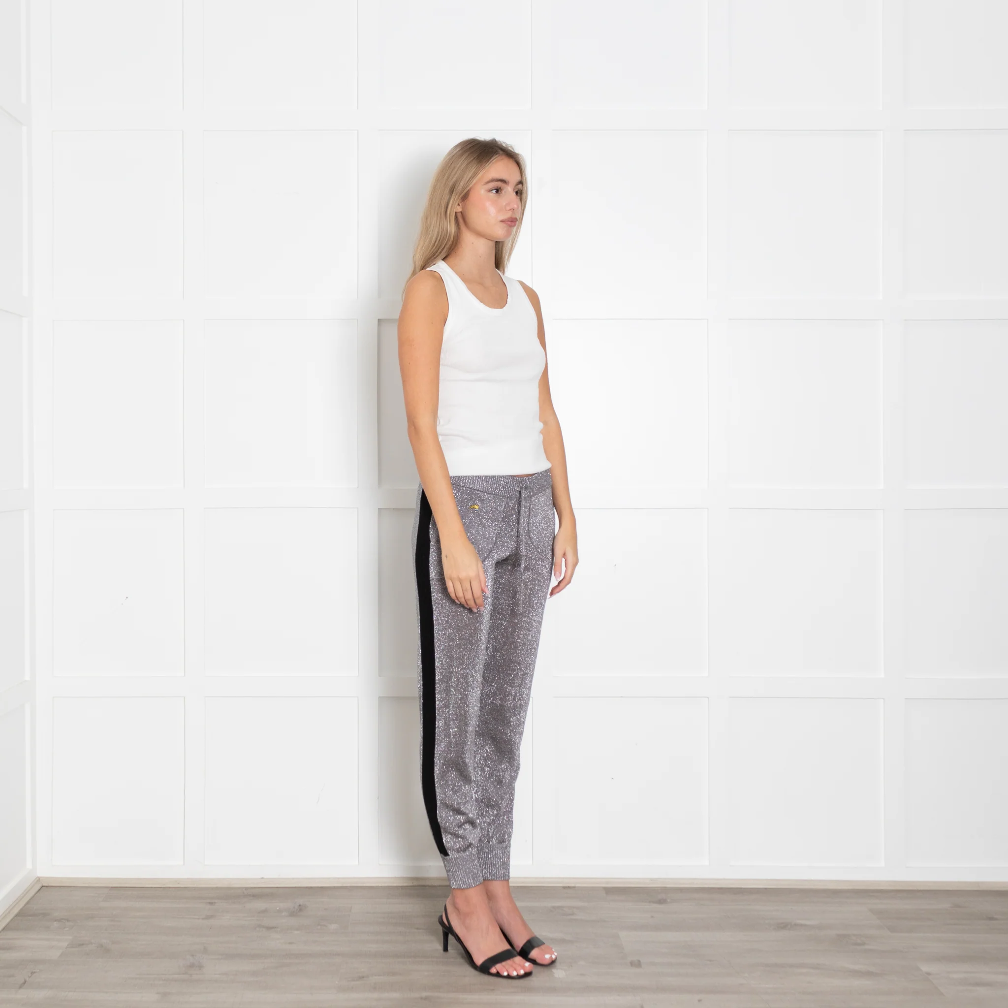 Bella Freud Grey Silver Lurex Joggers - Image 7