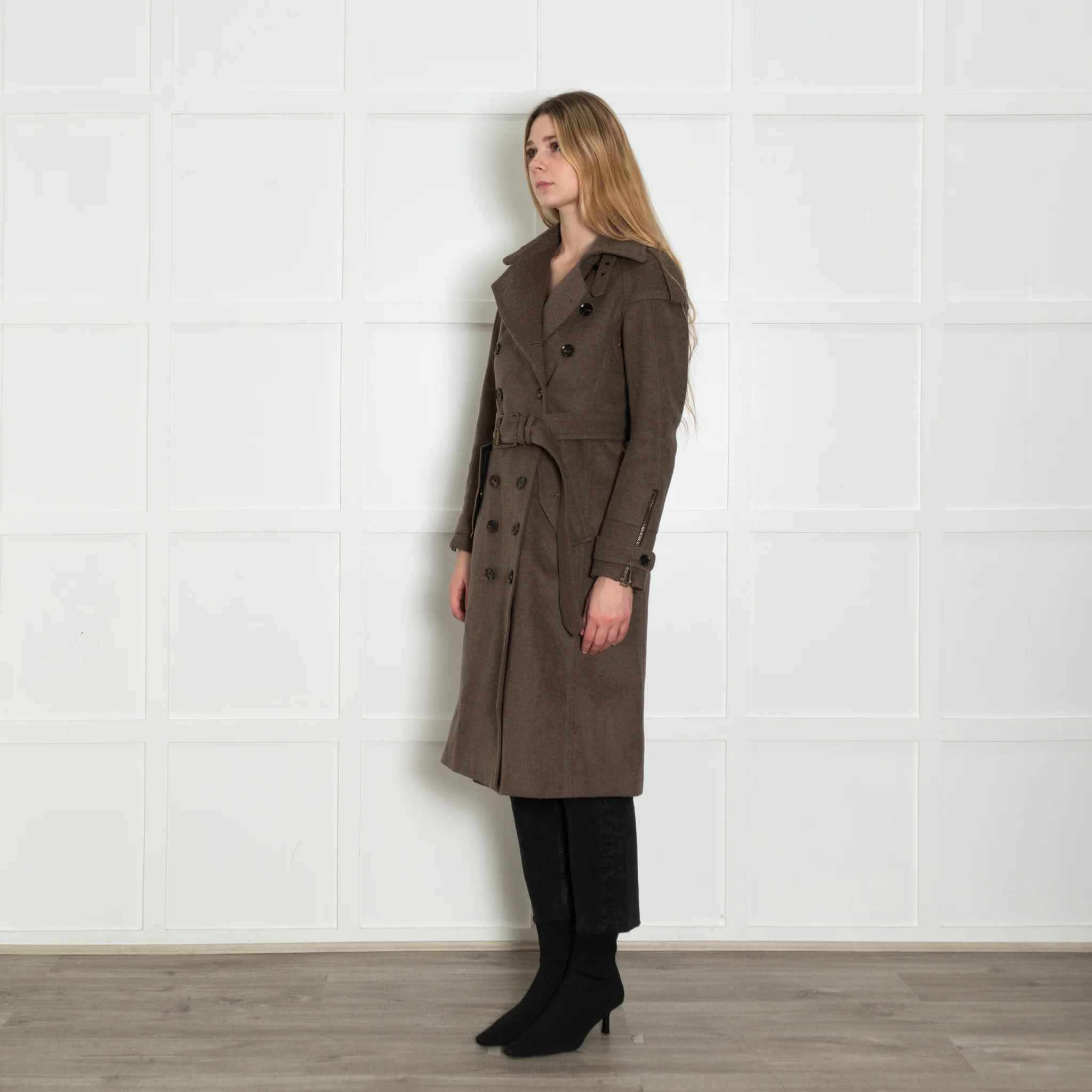Belstaff Khaki Utility Style Wool Coat - Image 3